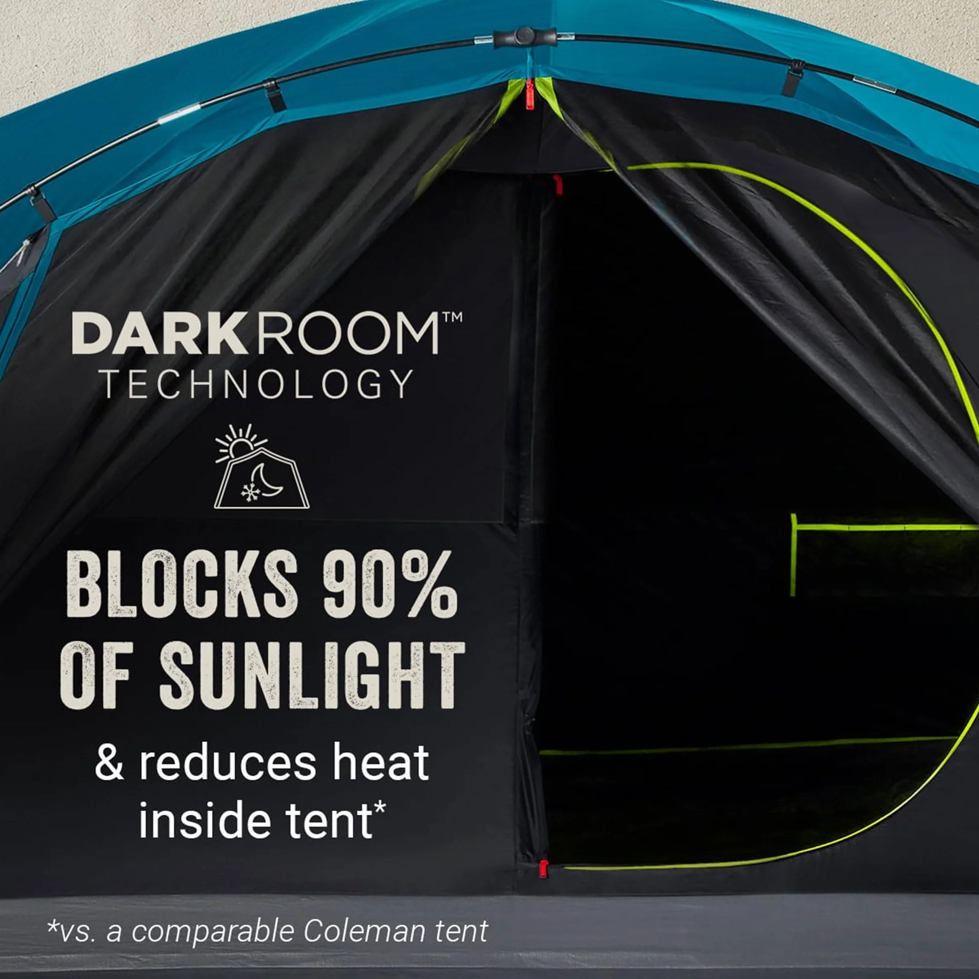 Carlsbad 4 Person Dark Room Dome Camping Tent with Screen Room, E Ports, Side Windows, and WeatherTec System, Teal Blue/Black