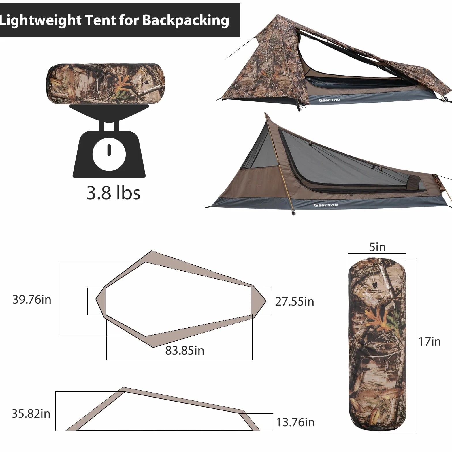 Ultralight Solo Bivy Tent, 1 Person Backpacking Tent for Camping | Lightweight & Waterproof Solo Tent, Aluminum Poles, Double-Wall, for Camping, Hiking, Hunting, Motorcycle Adventures