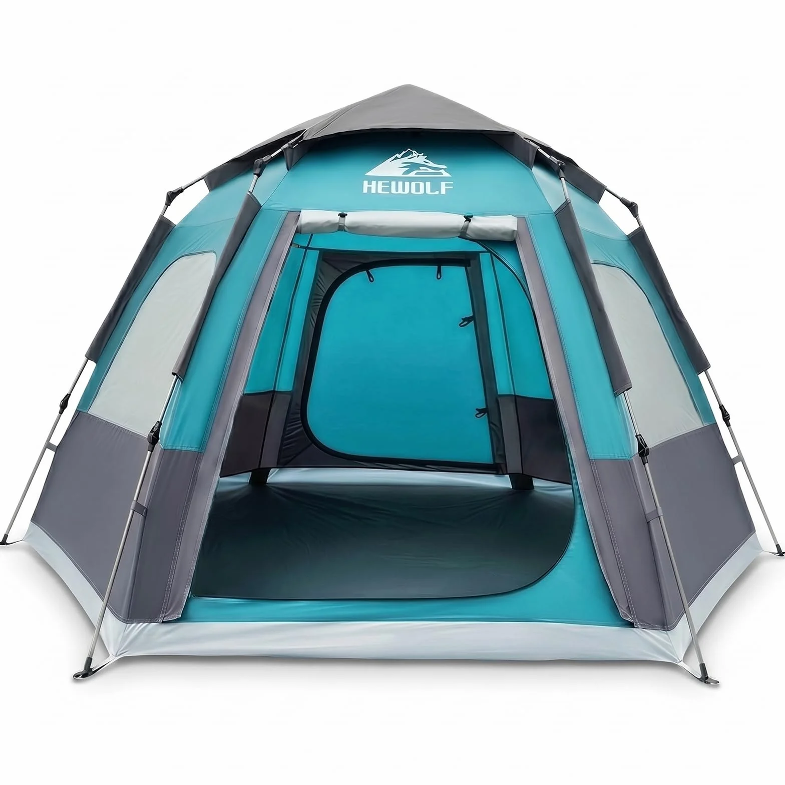 2/3/4 Person Camping Tent - Instant Pop Up Waterproof 2 Doors Tent with Easy Setup | 3-Season Hexagonal Dome Design for Family, Hiking & Traveling