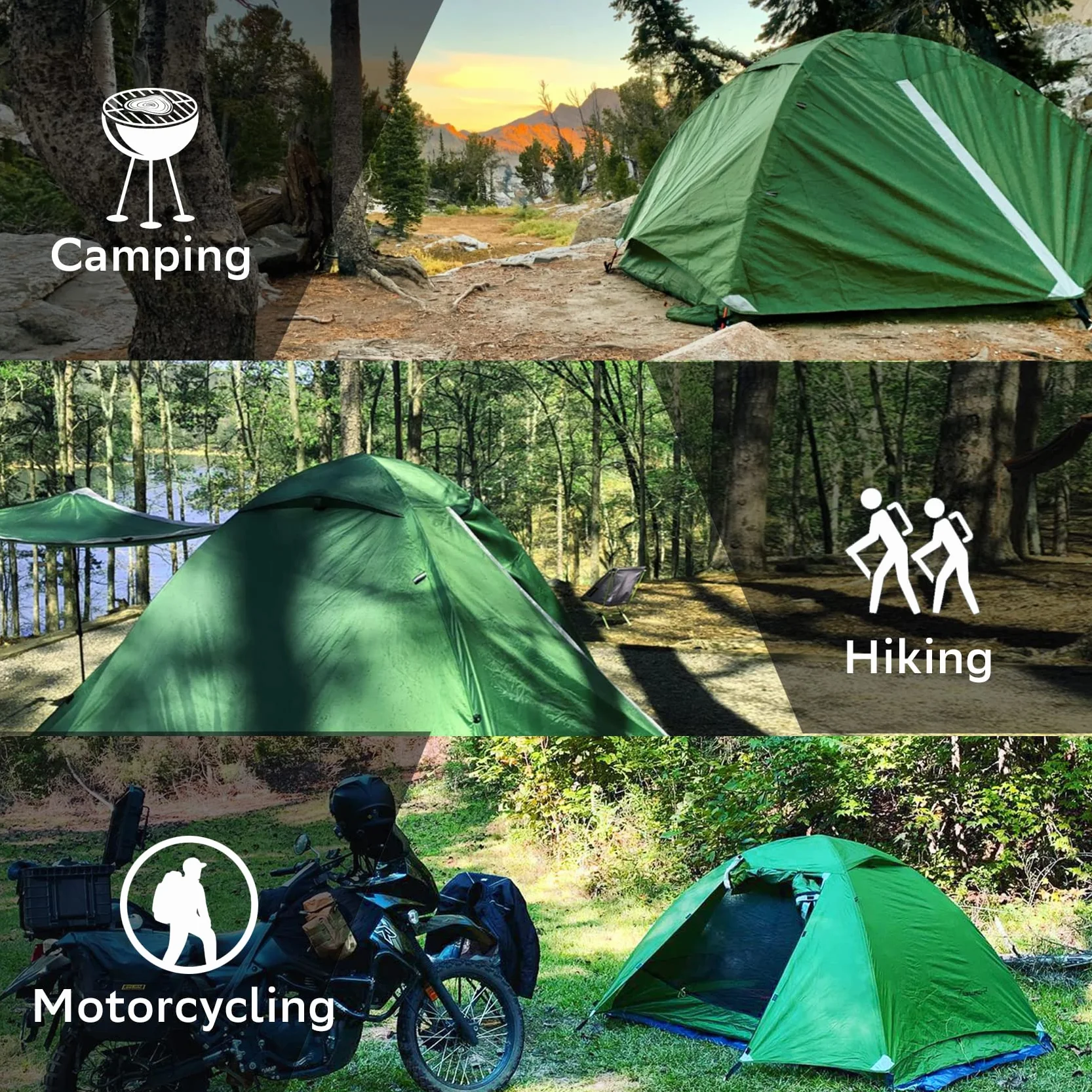 1/1.5/2/3/4/6 Person Lightweight Backpacking Tent, Camping Tent | Aluminum Pole, PU 5000, Easy Setup Tent, Ultralight, Durable, Waterproof, Compact, Freestanding, Two Doors, Hiking, Outdoor