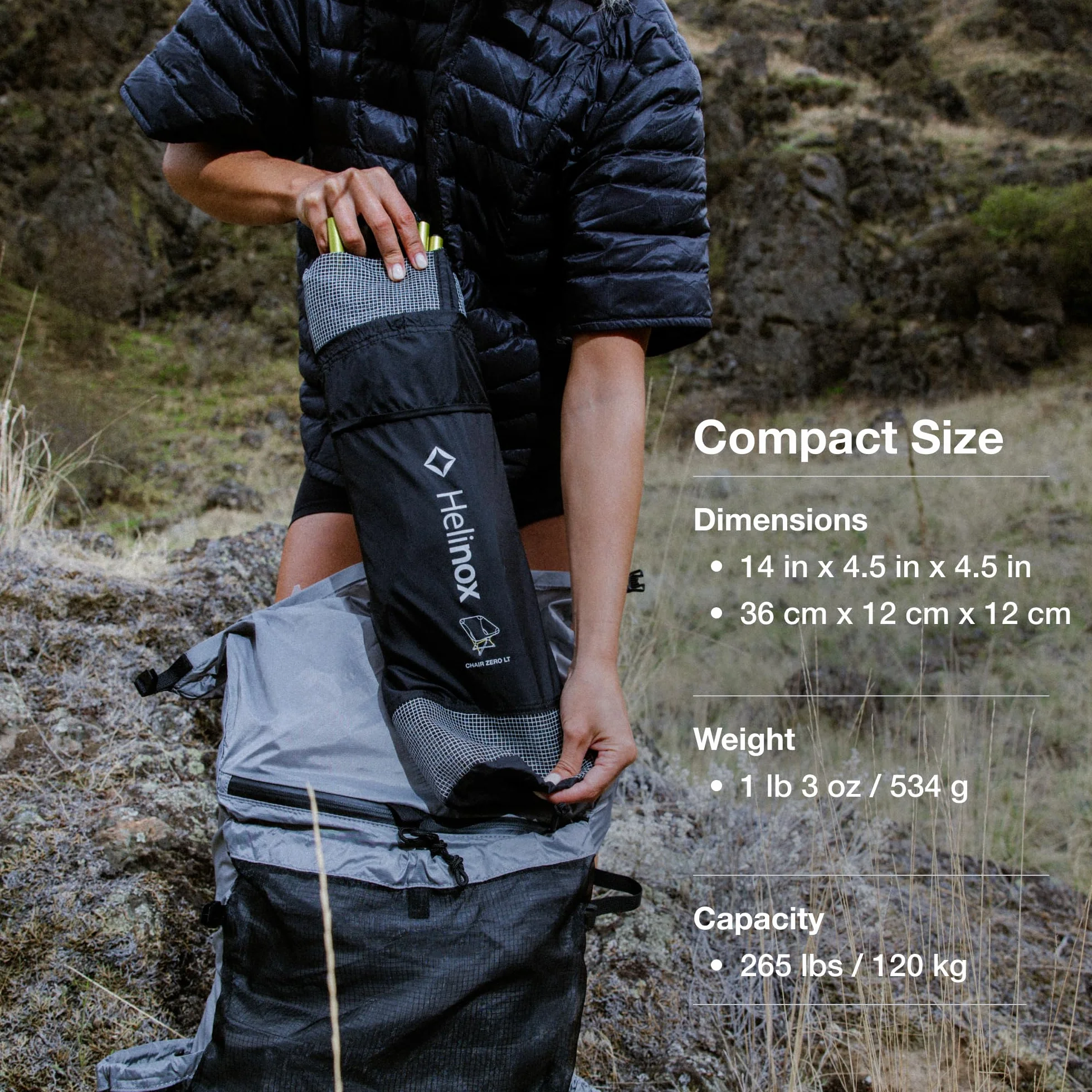 Chair Zero LT, 1.12 lbs Lightweight Camping Chair, Durable Ripstop, Compact Size, Portable and Packable Seat, Strong and Ultralight Frame, Backpacking Travel Essential, Melon