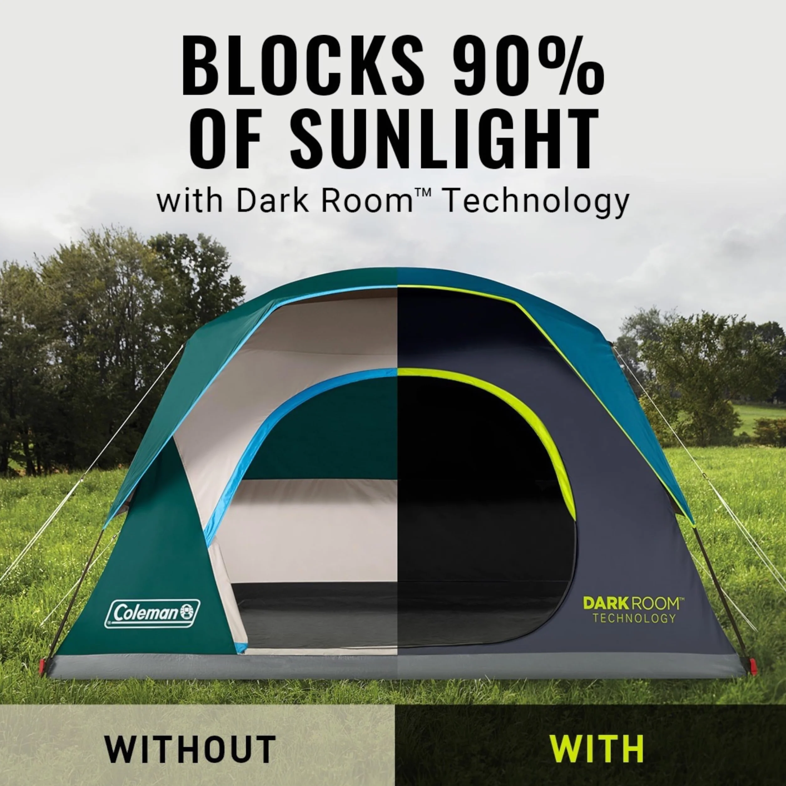 4/6/8/10 Person Skydome Dark Room Tent with Rainfly, 5 Minute Setup, Blocks 90% of Sunlight, 20% More Headroom Than Traditional Tents