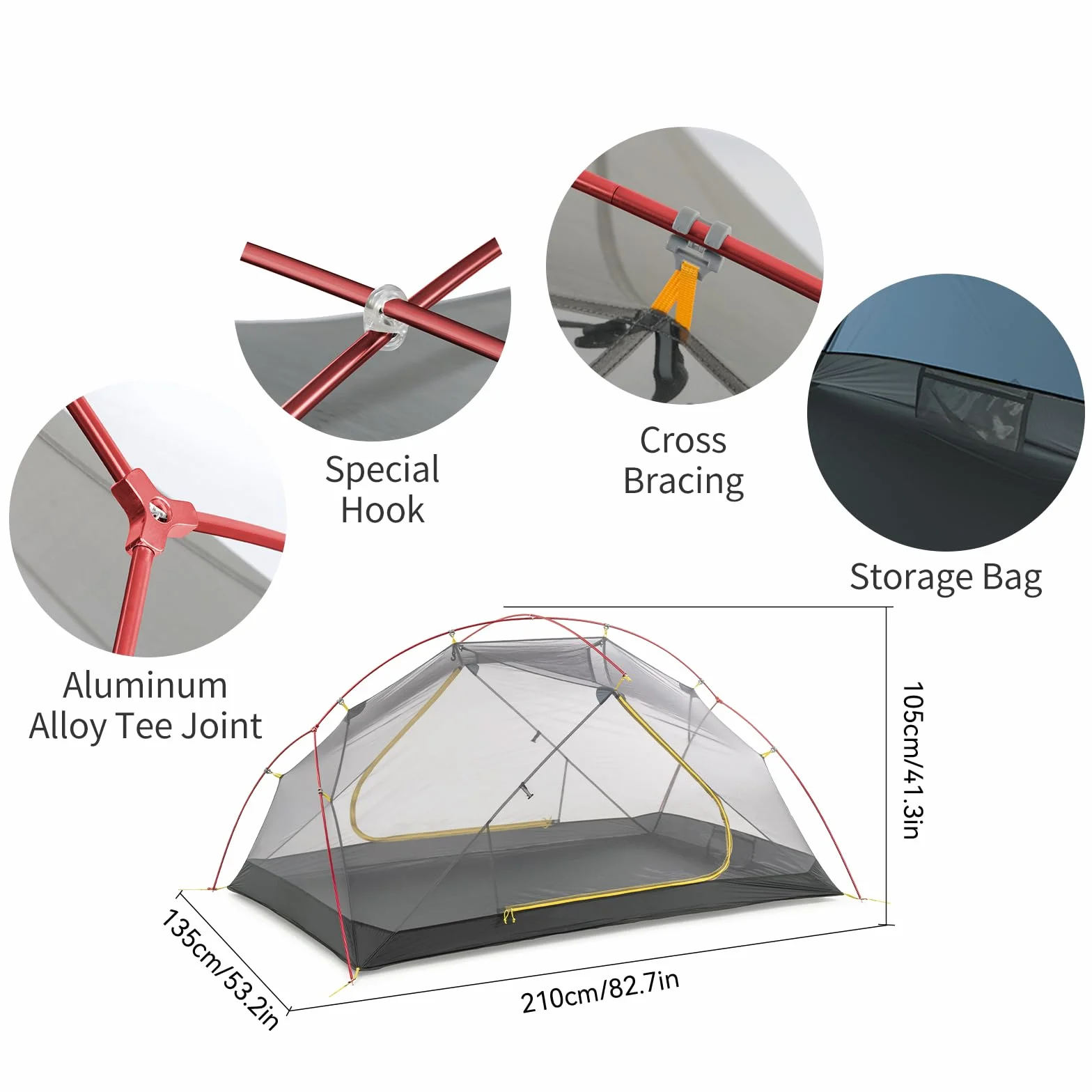 Mongar 2 Person Backpacking Tent, 3 Season Ultralight Lightweight 2 Person Tent, Double Layer Free Standing Tents for Camping Hiking Cycling