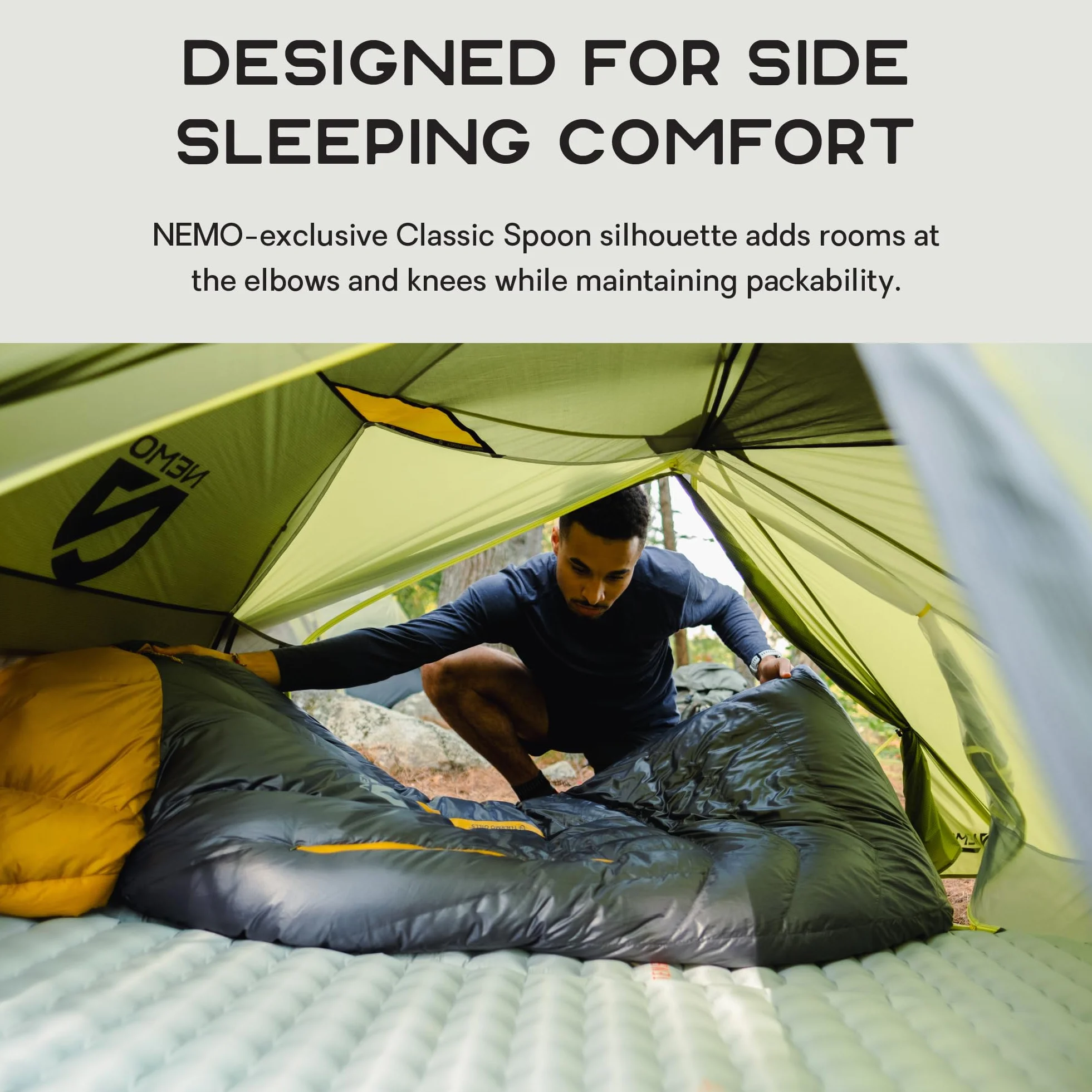 Disco Down Sleeping Bag | Men's & Women's, Endless Promise, Spoon Shape, Side Sleeper, Backpacking