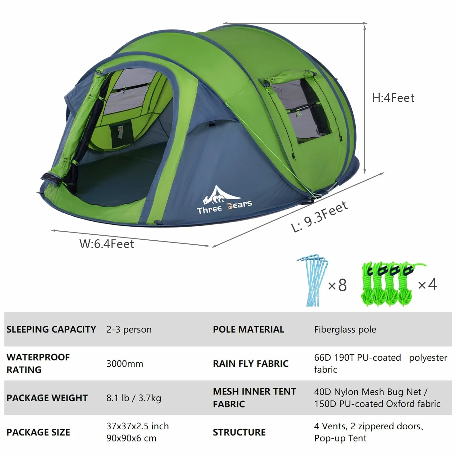 Instant Pop-Up Tent–2 Person Tent with Easy Automatic Setup, Ideal for Camping, Traveling, and Outdoor Adventures. Quick and Convenient Assembly