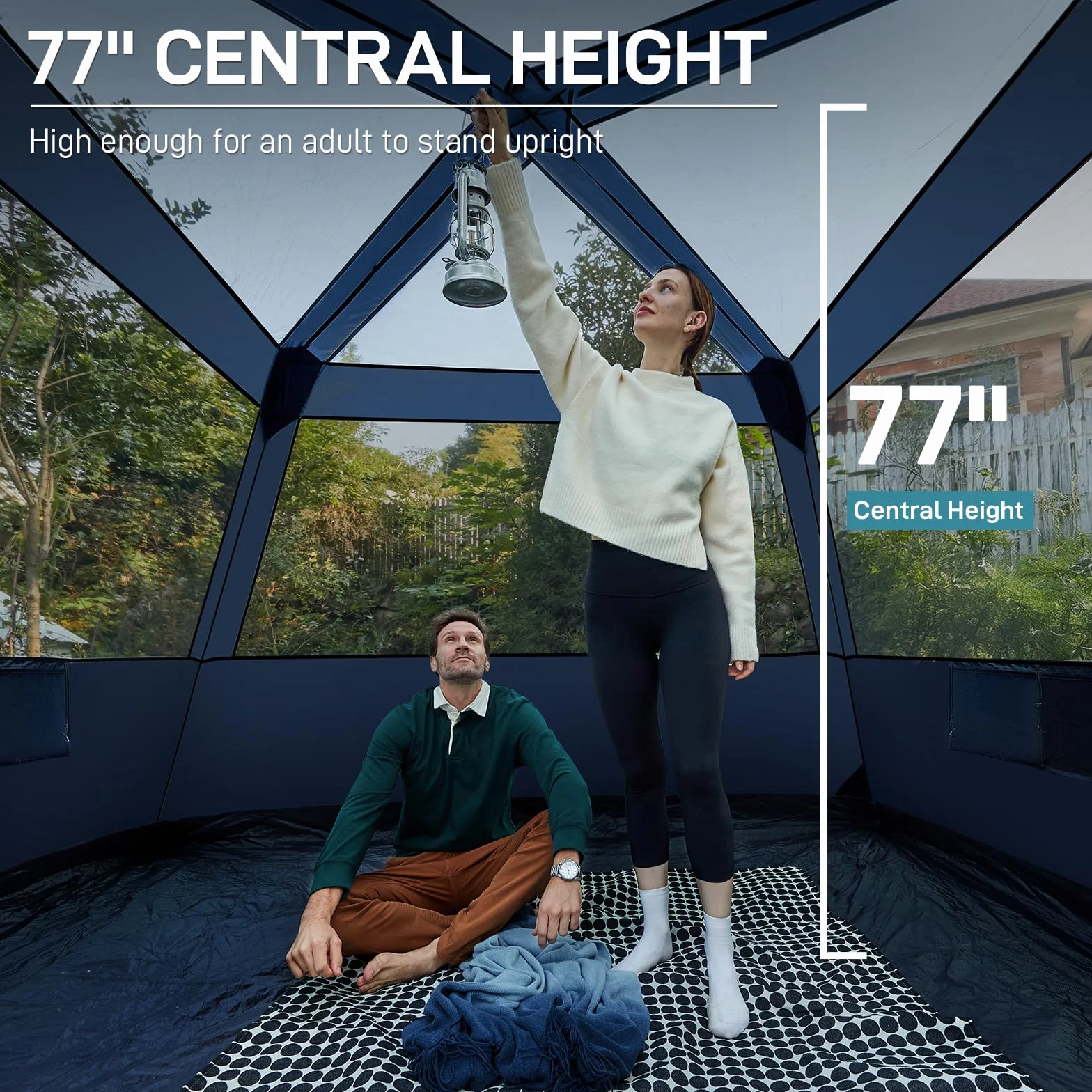 Blackout 6 Person Camping Tent, Instant Cabin Tent for Family with Vestibule and Large Mesh Windows, 60s Easy Setup, Double Layer, Water-Resistant