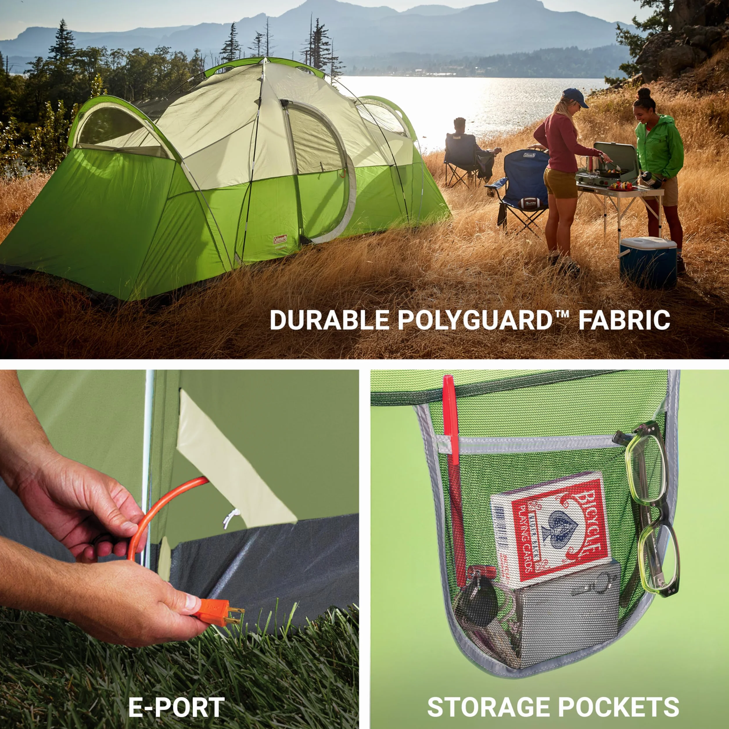 Montana Camping Tent with Rainfly, Weatherproof Family Tent Sets Up in 15 Mins, Fits Multiple Airbeds