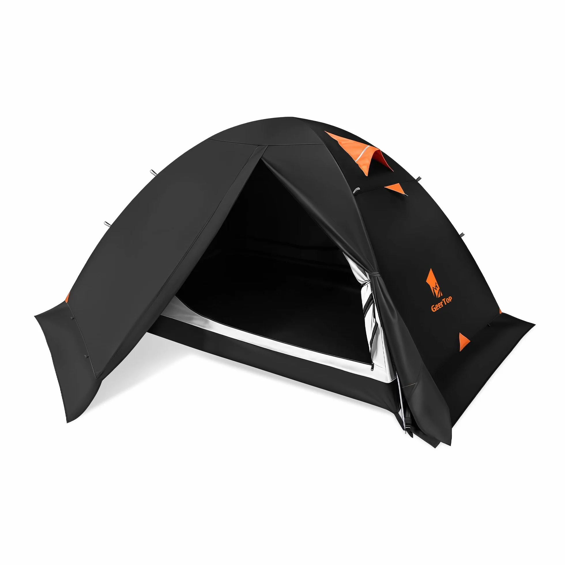 2 Person Blackout Camping Tent, Waterproof 4-Season Easy Setup | Blackout Interior, Lightweight, Snow Skirt, Freestanding Aluminum Poles, Double-Wall, Hiking, Mountaine游戏副本, Weekend Trips