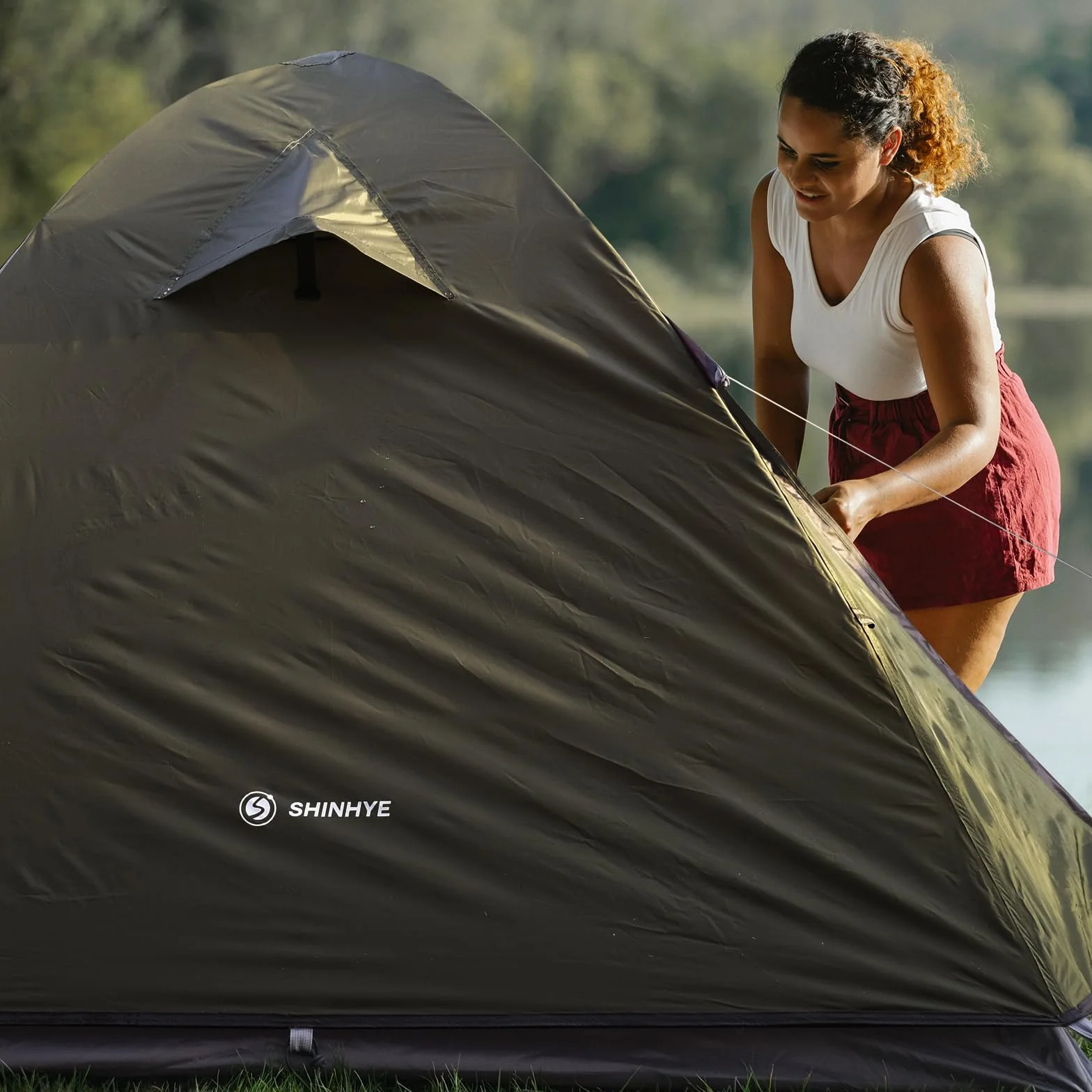 Backpacking Tent 2/3/4 Person - Ultralight Dome Portable Tents for Camping Easy Set Up, Outdoor Hiking Waterproof Camp Instant Tent Two Doors Double Layer