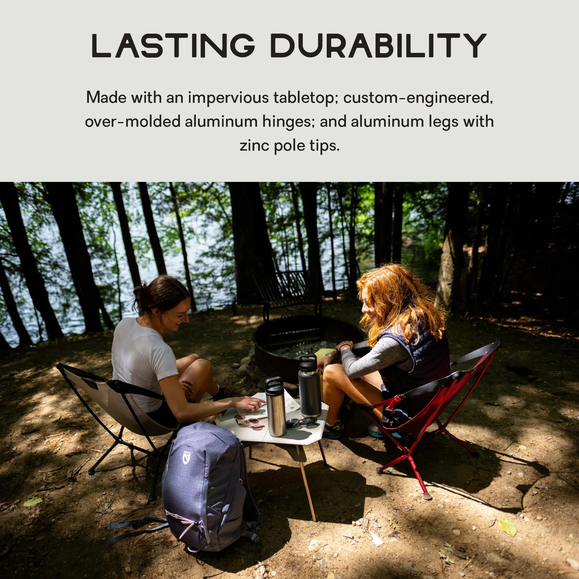 Moonlander Dual-Height Camp Table - Fog | Low, Side Table, Picnic, Packable, Durable, Camping, Backyard