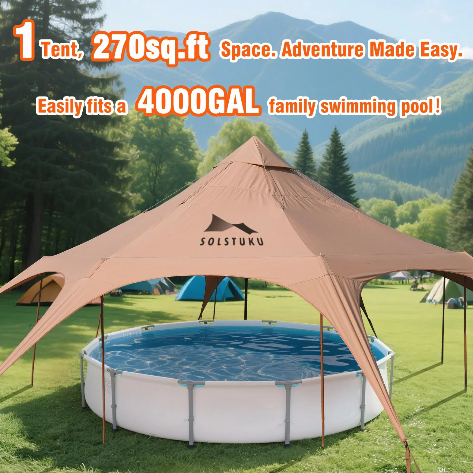 4 Season Canvas Bell Tent, 270 sq ft, 9.8 ft Peak Height, 10 Person, Free Standing, Zipper Closure, Compact Style, Camping & Hiking, Family Camping, Cold-Weather, Outdoor Activities