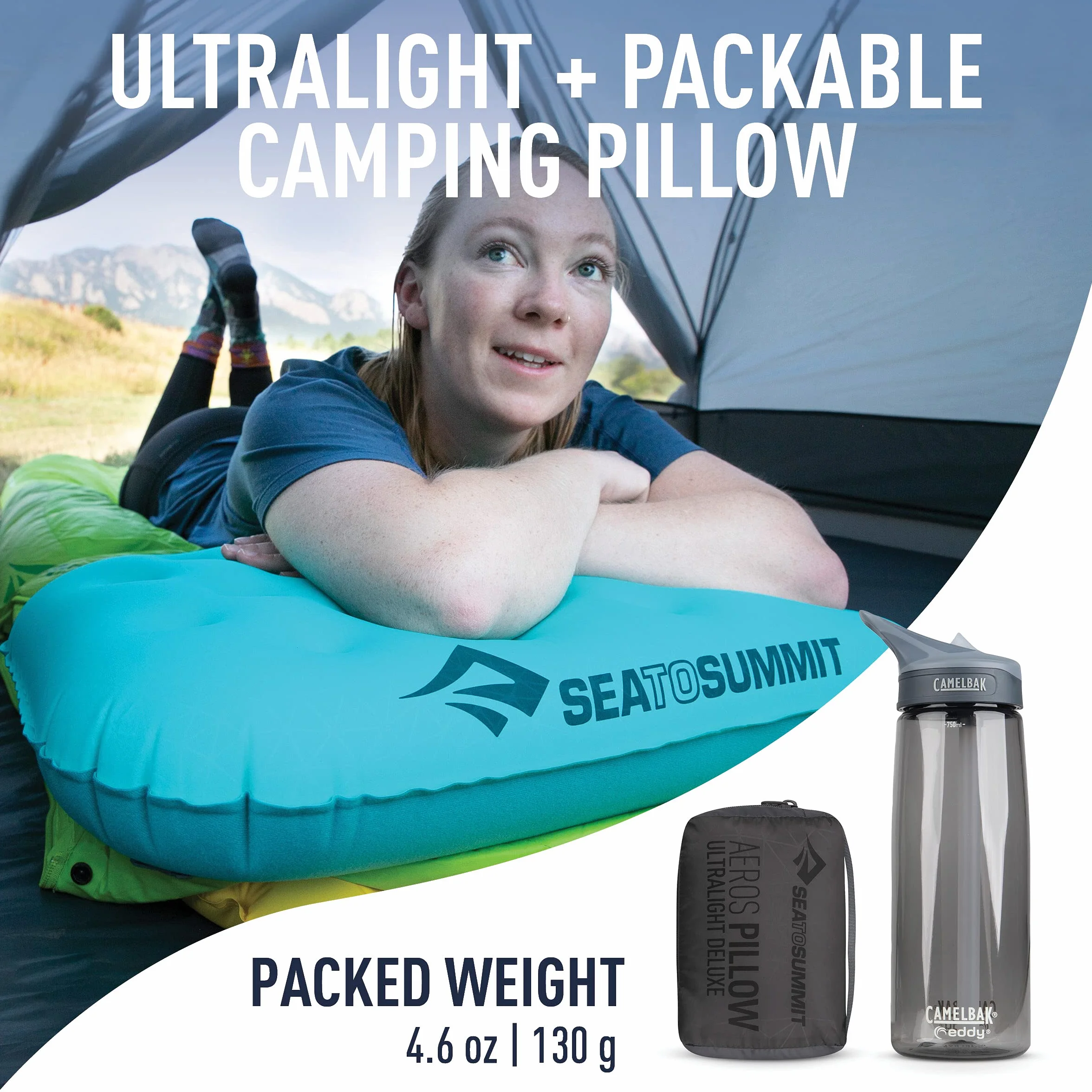 Aeros Ultralight Inflatable Camping and Travel Pillow, Deluxe, Grey
