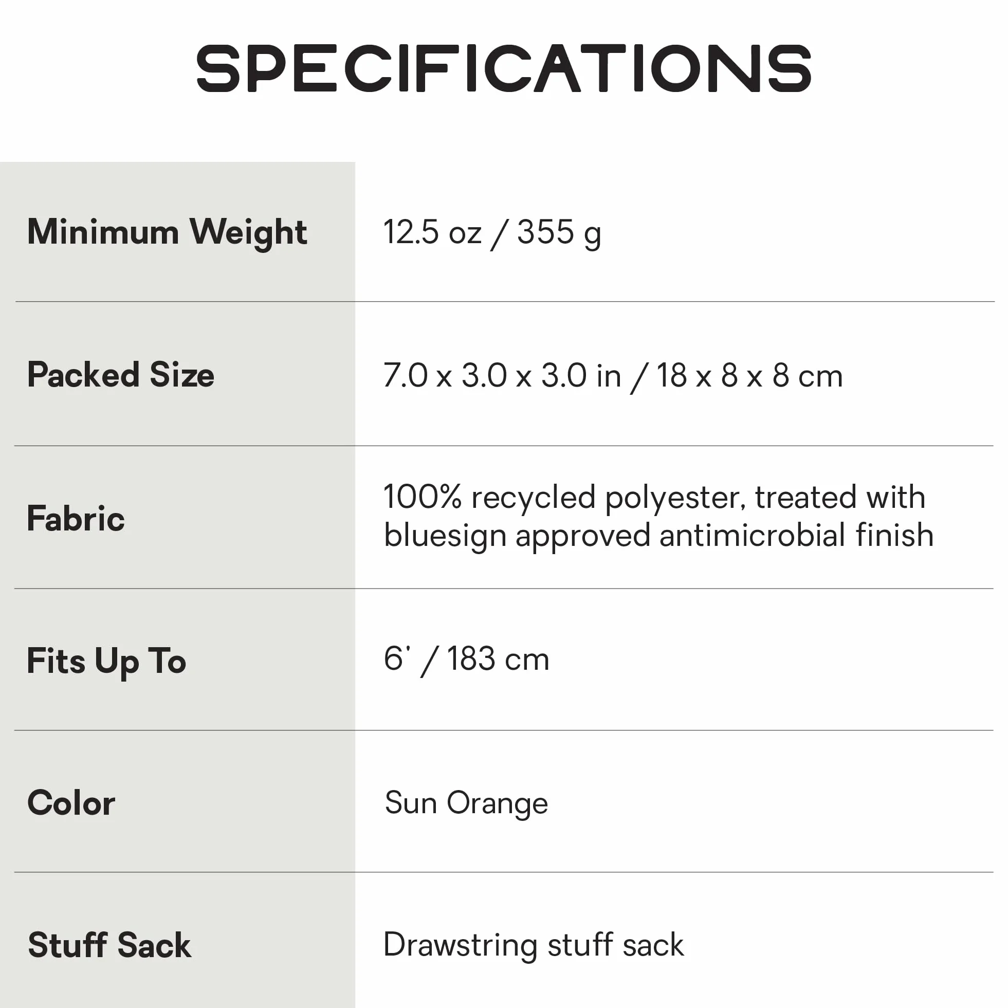 Tracer Sleeping Bag Liner - Regular | Odor Protection, Machine Washable, Added Warmth, Backpacking