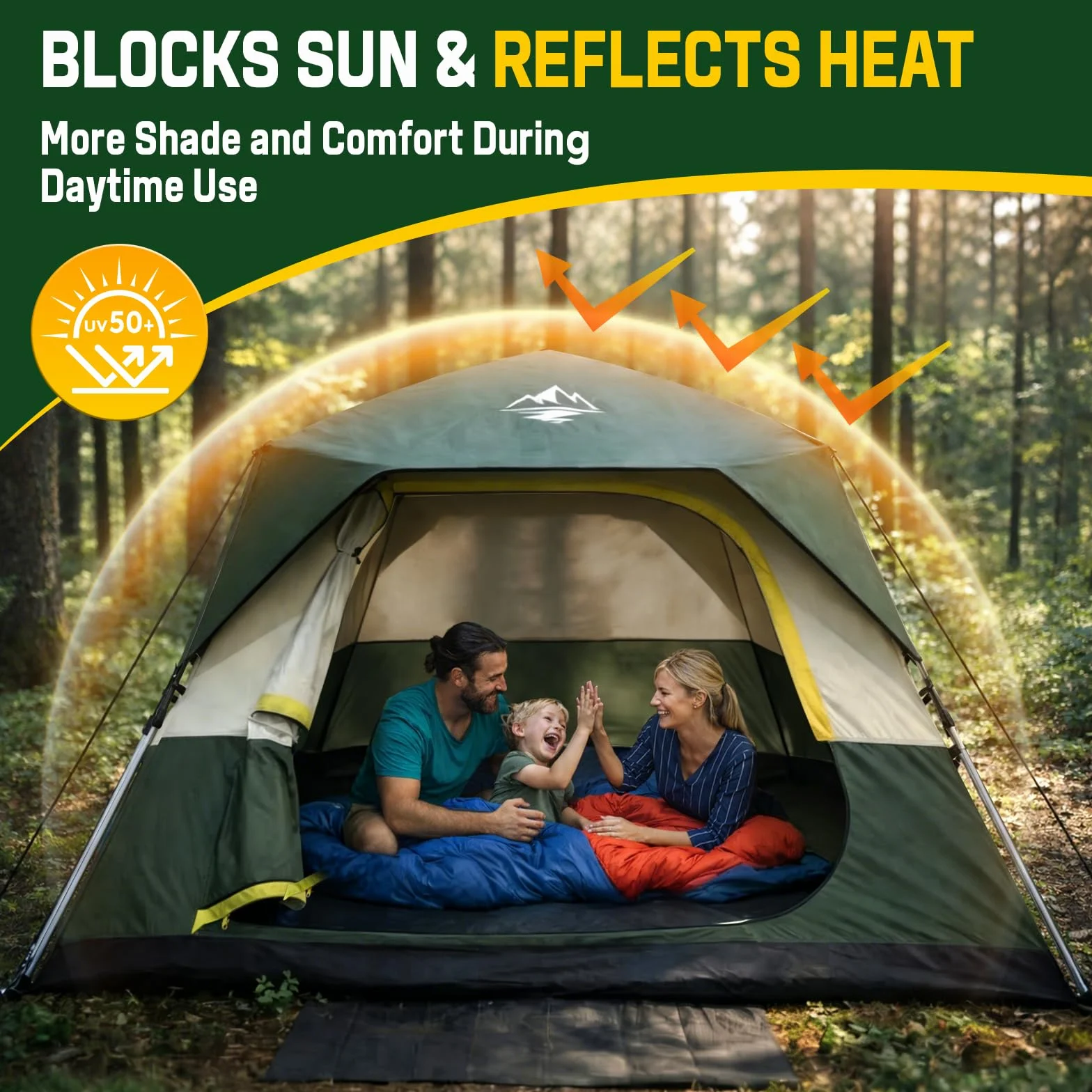 4 Person Instant Tents for Camping Setup in 50s, Cabin Tent with Rainfly | Waterproof Windproof Camping Tent, Double Layer Portable Instant Tents with Carry Bag for Family Outdoor Camping & Hiking