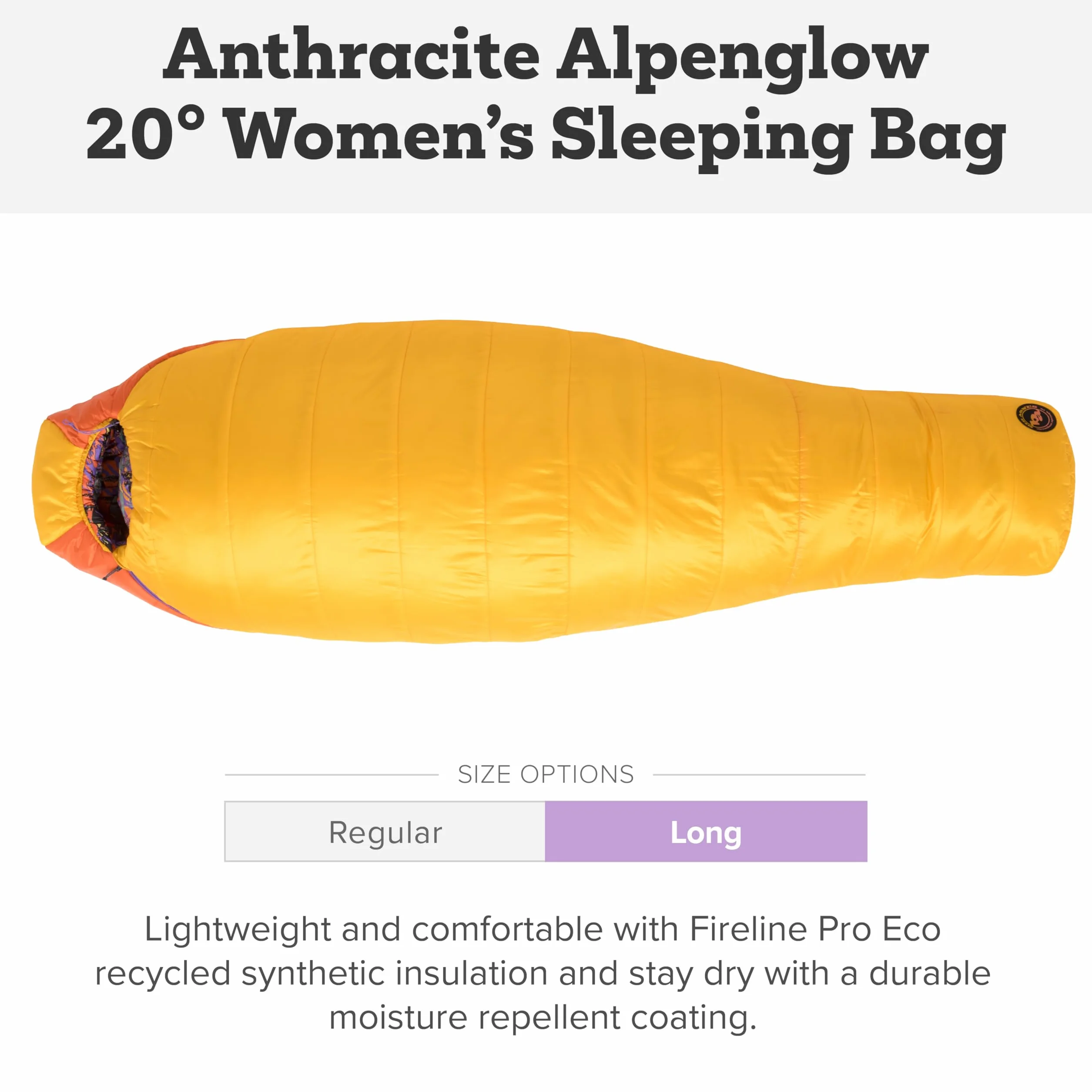 Anthracite - Sleeping Bag | Lightweight, compact 3-season mummy bag with contoured hood, draft collar and anti-snag zipper for backpacking