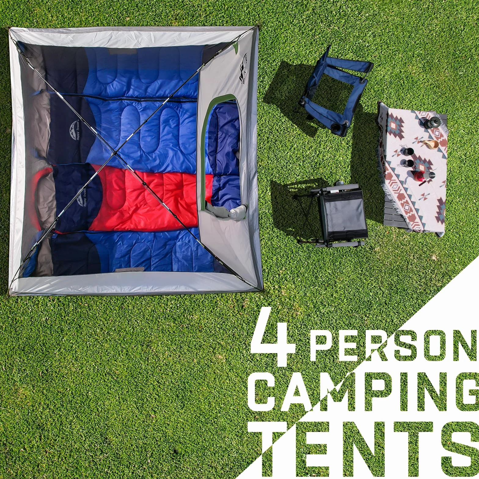Camping Tent, 4/6 Person Dome Tents for Camping with Rainfly | Waterproof Clip Easy Setup Portable Family Tent with Mesh Windows, 20% More Headroom Backpacking Tents for Camping & Hiking