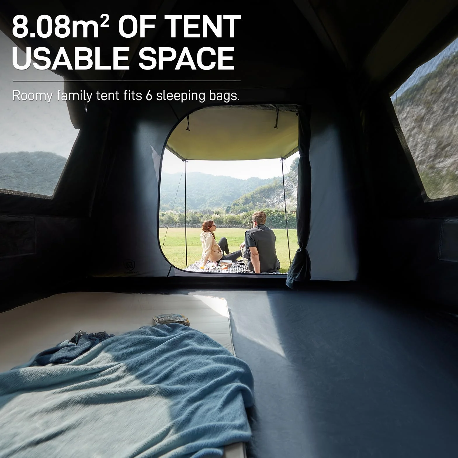 Blackout 6 Person Camping Tent, Instant Cabin Tent for Family with Vestibule and Large Mesh Windows, 60s Easy Setup, Double Layer, Water-Resistant