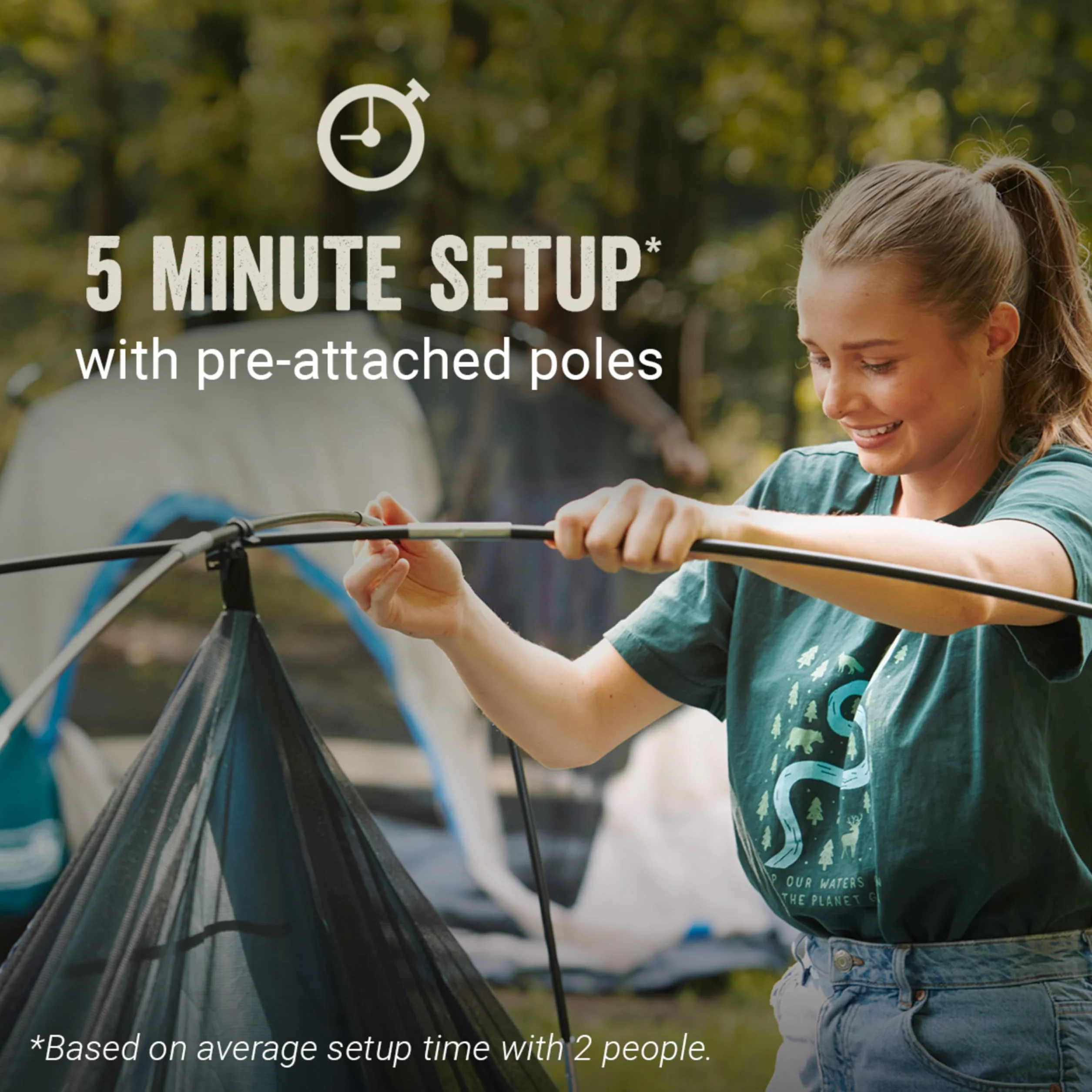 Skydome XL Large Family Tent with 5 Minute Setup, Weatherproof Tent with Rainfly & Carry Bag, Fits Multiple Queen Airbeds, Made of PFAS-Free Materials