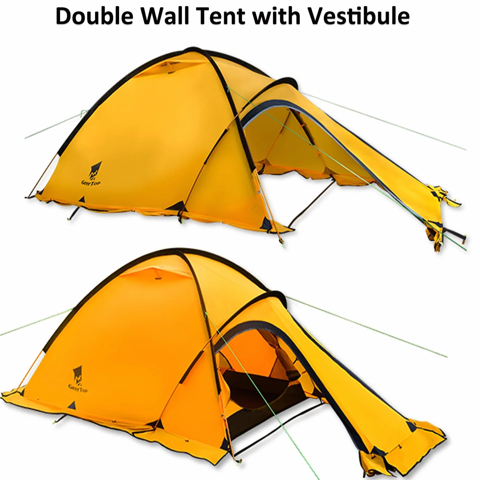 Waterproof 2 Person 4 Season Freestanding Backpacking Tent | Alpine-Ready Shelter, Fly-First Pitch, Double-Wall Design, 20D Ripstop Nylon, Gear Vestibule, Snow Skirt, Aluminum Frame