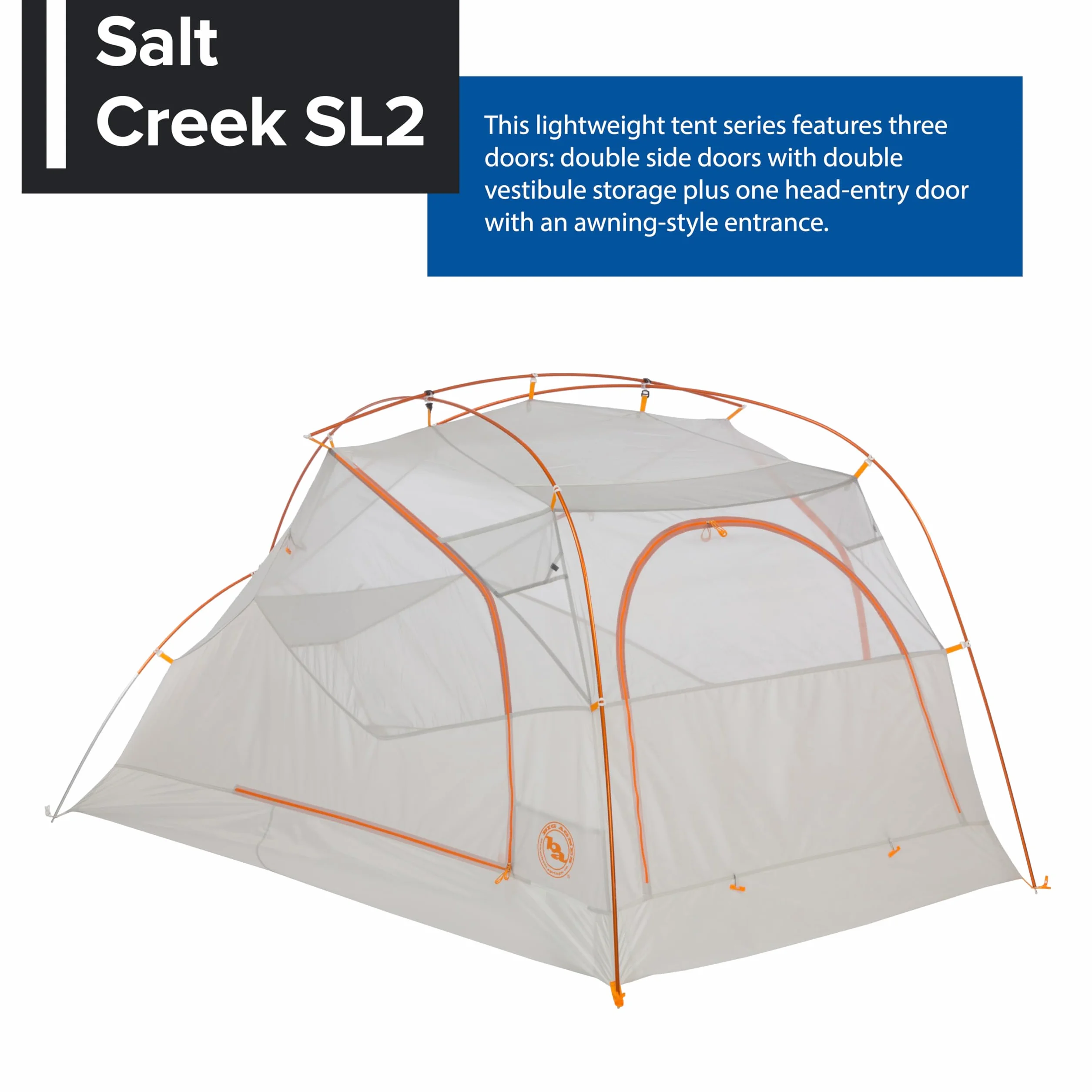 Salt Creek SL - Superlight Backpacking Tent | Three-door superlight tent with dual vestibules, awning-style entry, and enhanced airflow for added comfort