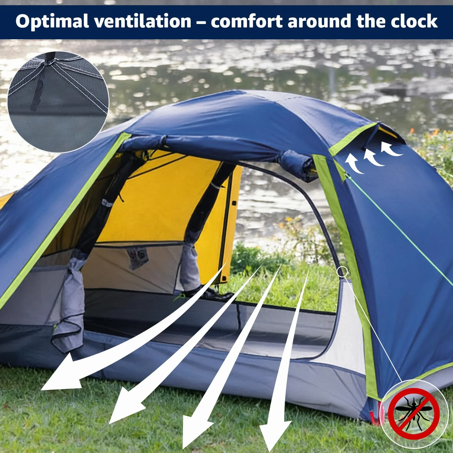 2-Person Camping Tent, Waterproof & Windproof Lightweight Backpacking Tent for Hiking, Camping, Mountaineering & Travel - Durable & Easy Setup