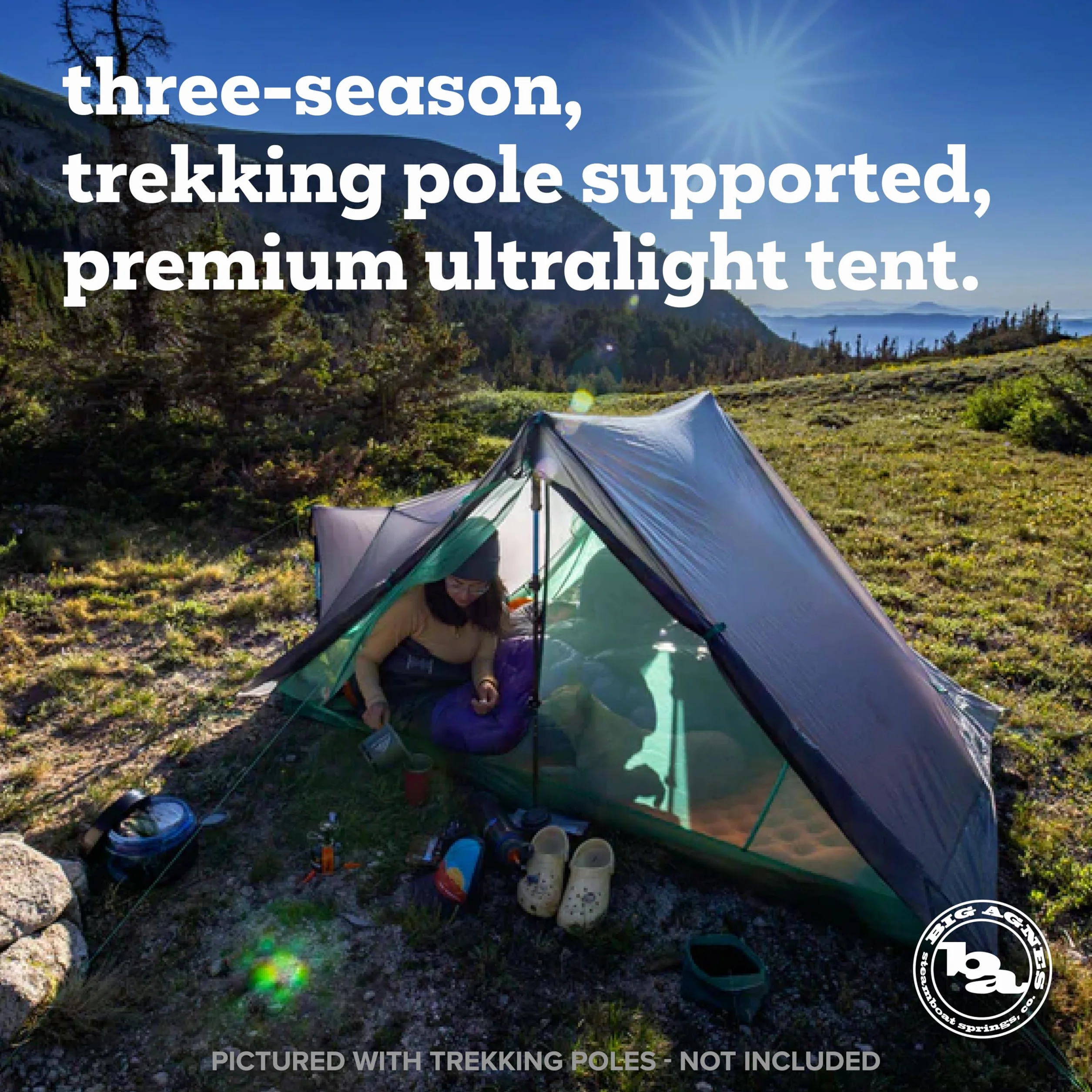String Ridge VST - Trekking Pole Backpacking Tent | Premium ultralight 3-season waterproof tent with fabric, hybrid ventilation, and extra interior space