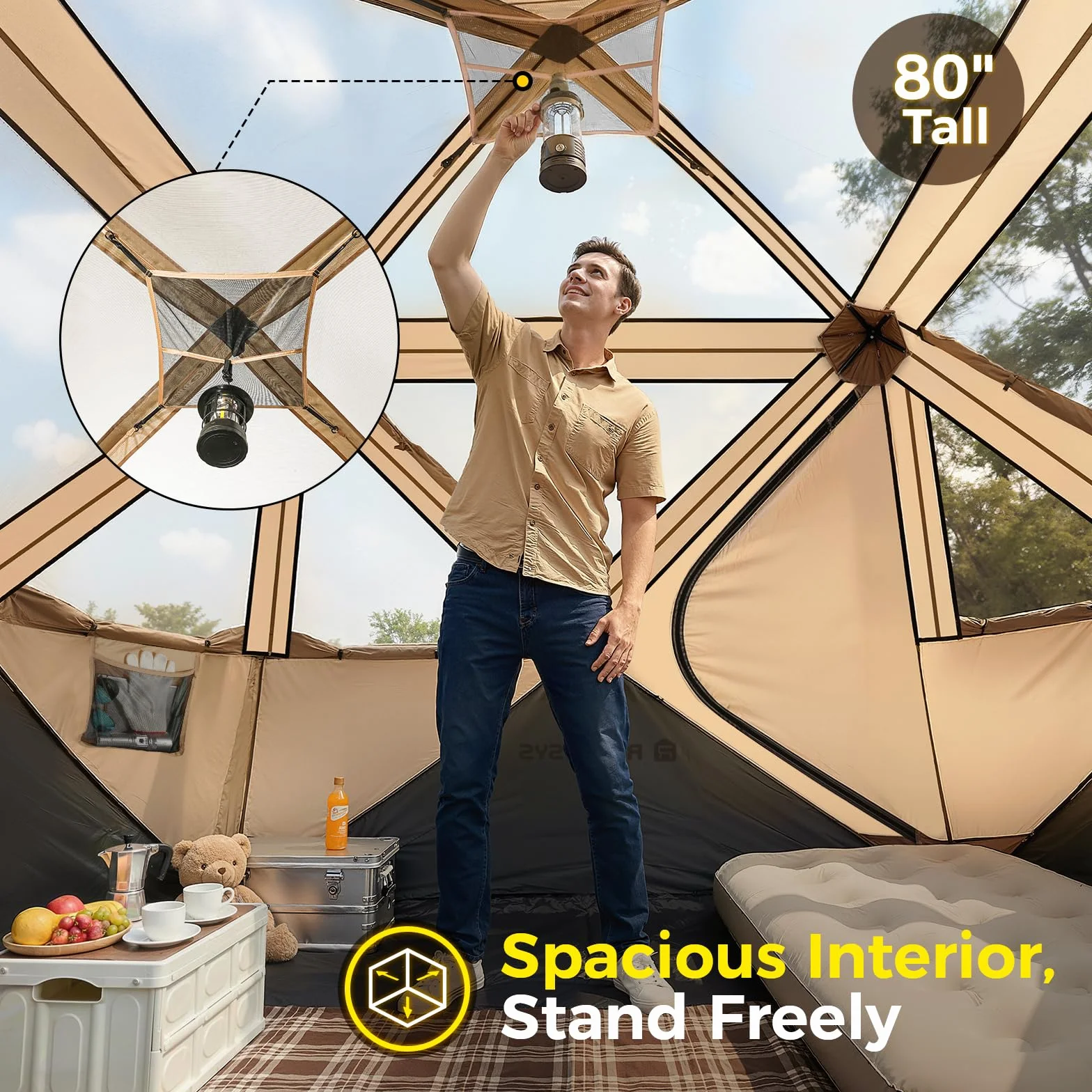 4 Person Camping Tent, Setup in 60 Seconds, Waterproof,Pop up Tents | Instant setup in 60 Seconds,Spacious Interior,3000mm waterproof Camping tent,Instant Cabin Tents with Carry Bag