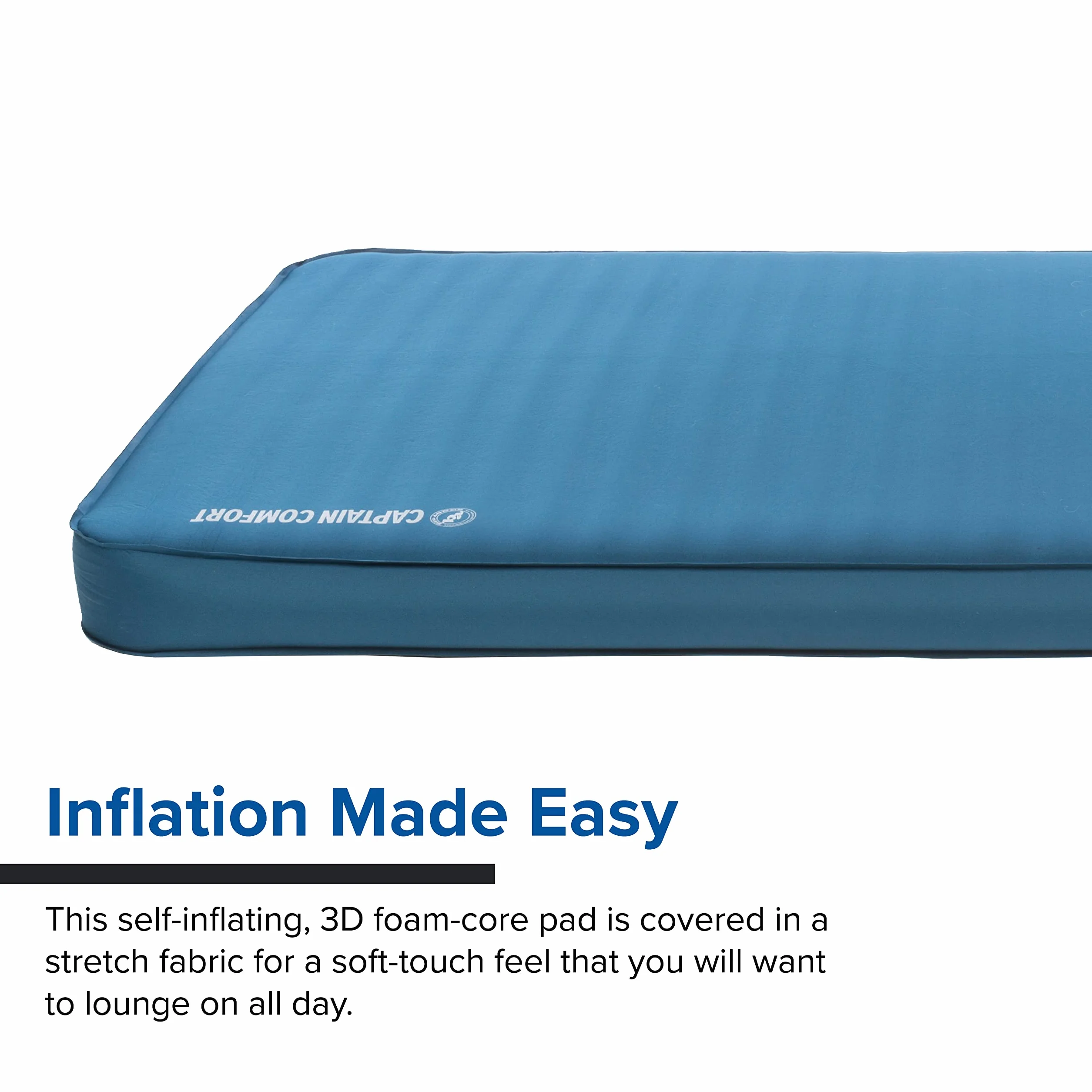 Captain Comfort Deluxe Camp - Sleeping Pad | Built for all-weather comfort with high-density foam, a stretch top, and dual valves for easy firmness adjustment