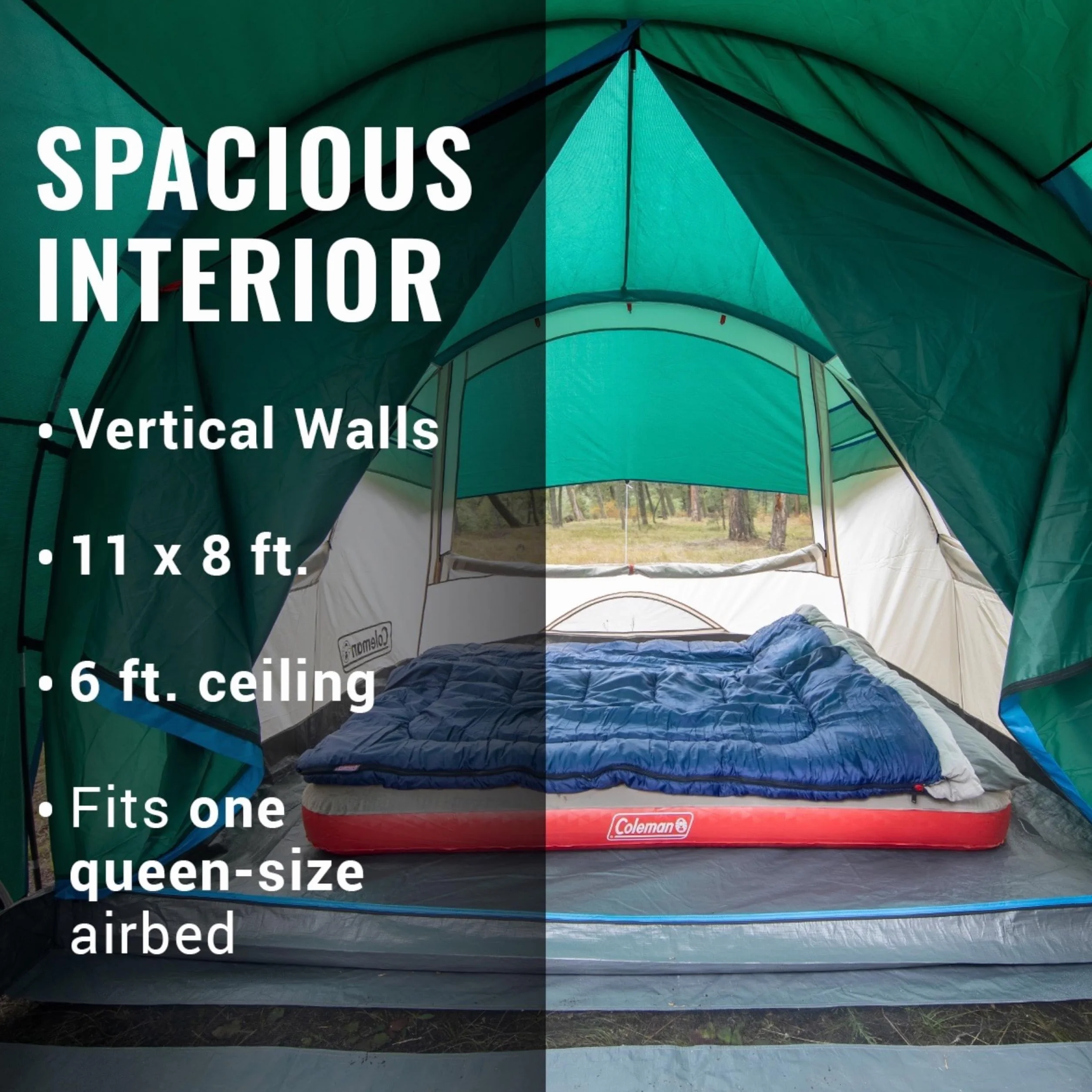 Weatherproof 4-Person Cabin Tent with Screened Porch, Screen Room Adds 35% More Space, Rainfly Included, 10-Minute Setup