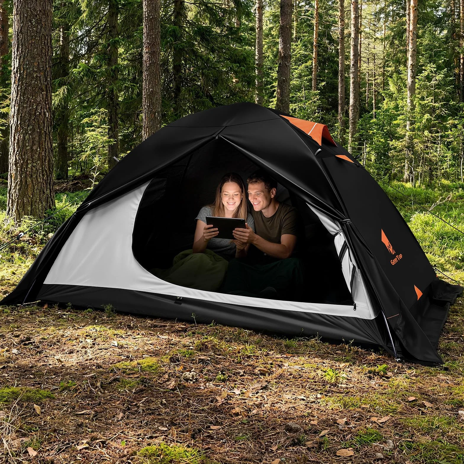 2 Person Blackout Camping Tent, Waterproof 4-Season Easy Setup | Blackout Interior, Lightweight, Snow Skirt, Freestanding Aluminum Poles, Double-Wall, Hiking, Mountaine游戏副本, Weekend Trips