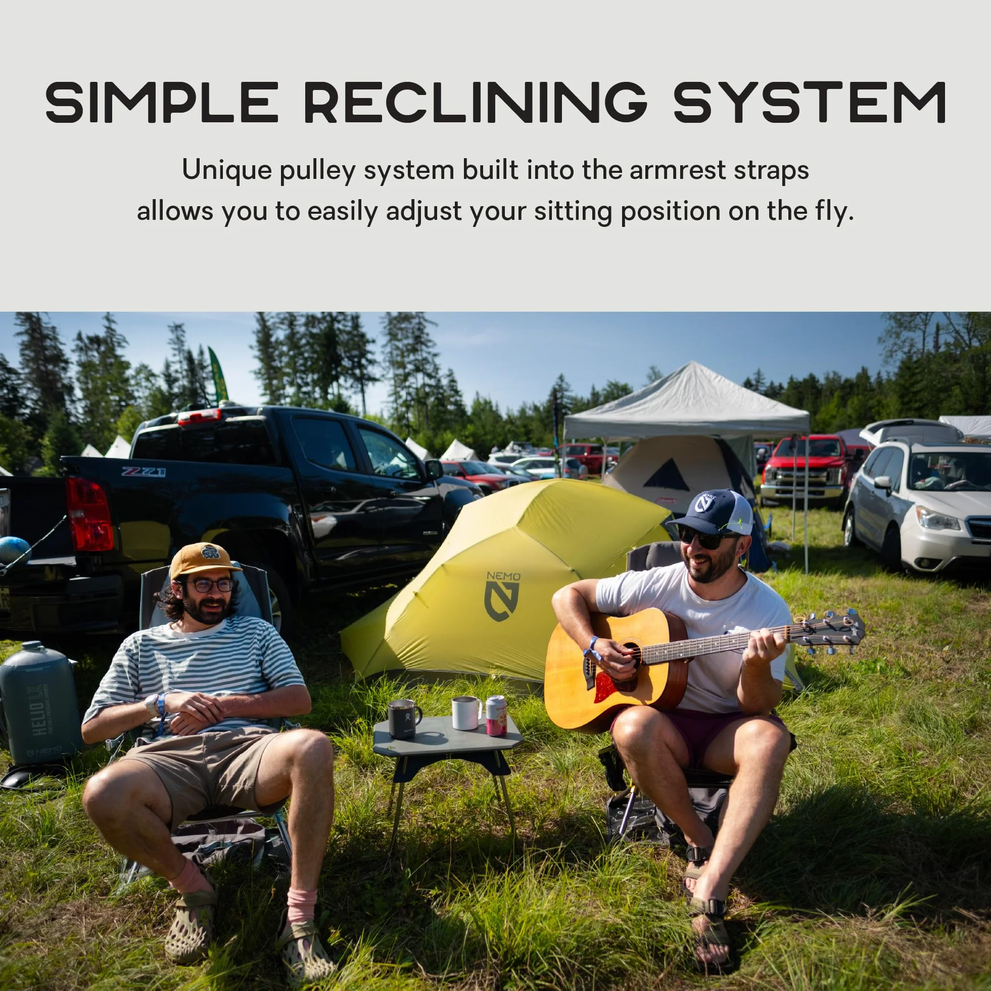 Equipment Satellite Reclining 'Anywhere' Camp Chair - Arctic/Aquifer | Lightweight, Packable, Neck Support, Platform Accessory, Sling Case