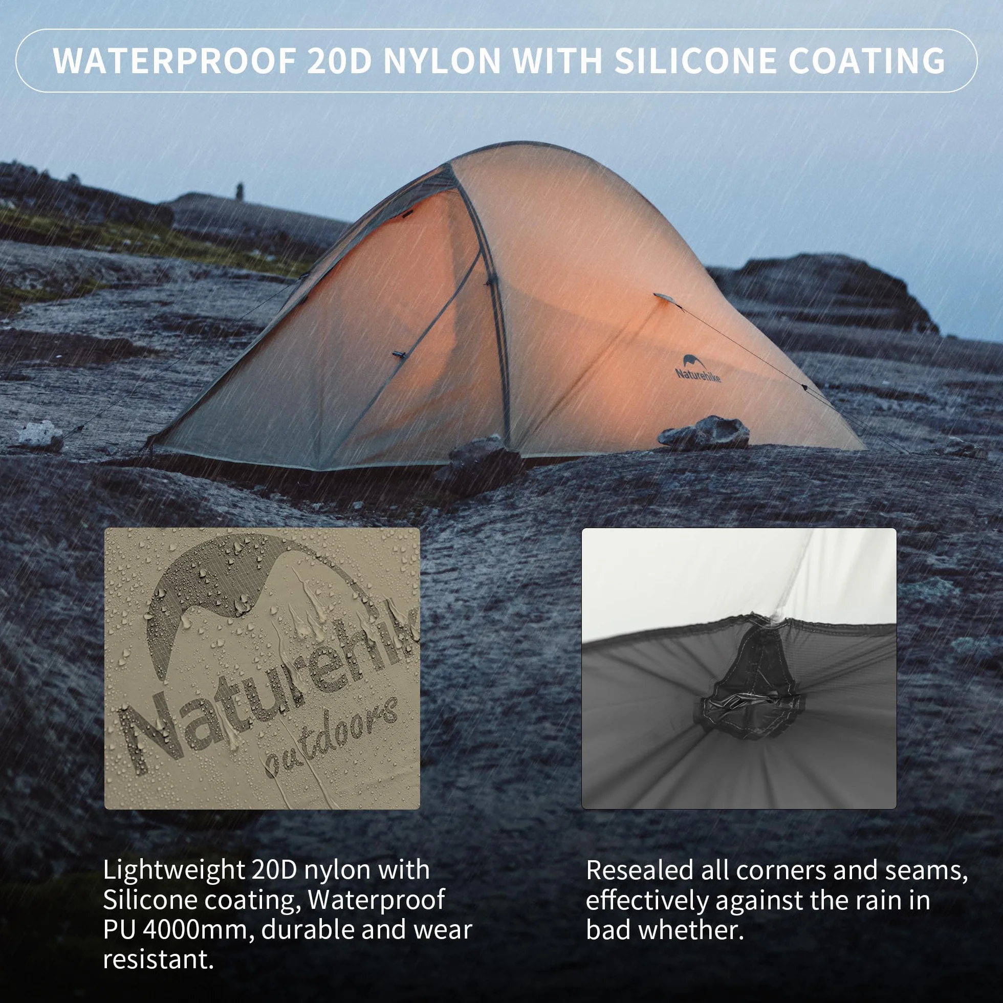 Cloud-Up 2 Person Tent Lightweight Backpacking Tent with Footprint - Free Standing Ultralight Camping Hiking Backpack Tents Two Person Tent