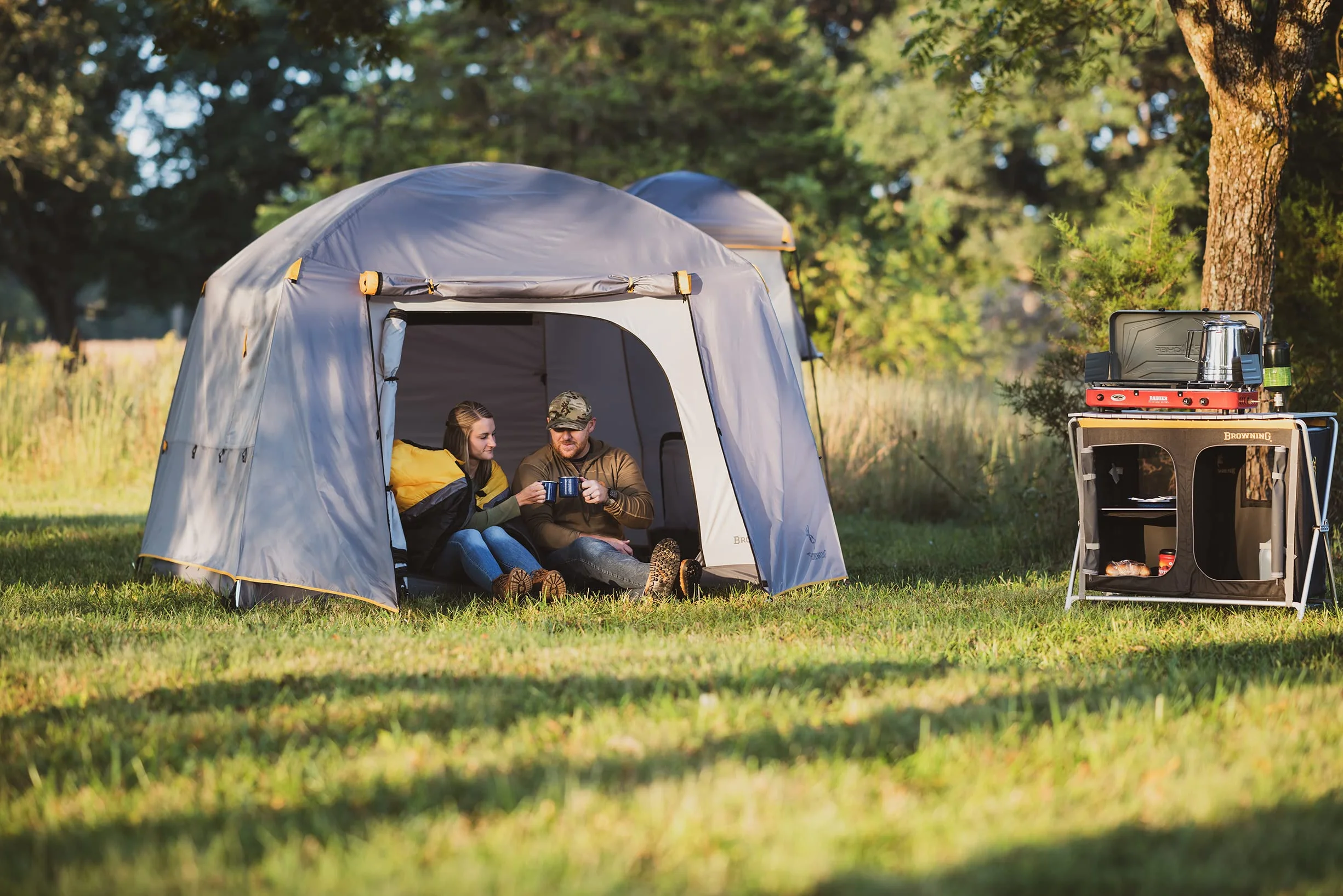 Camping Glacier 4-Person Tent, Free-Standing Cabin Style with Full Coverage Fly