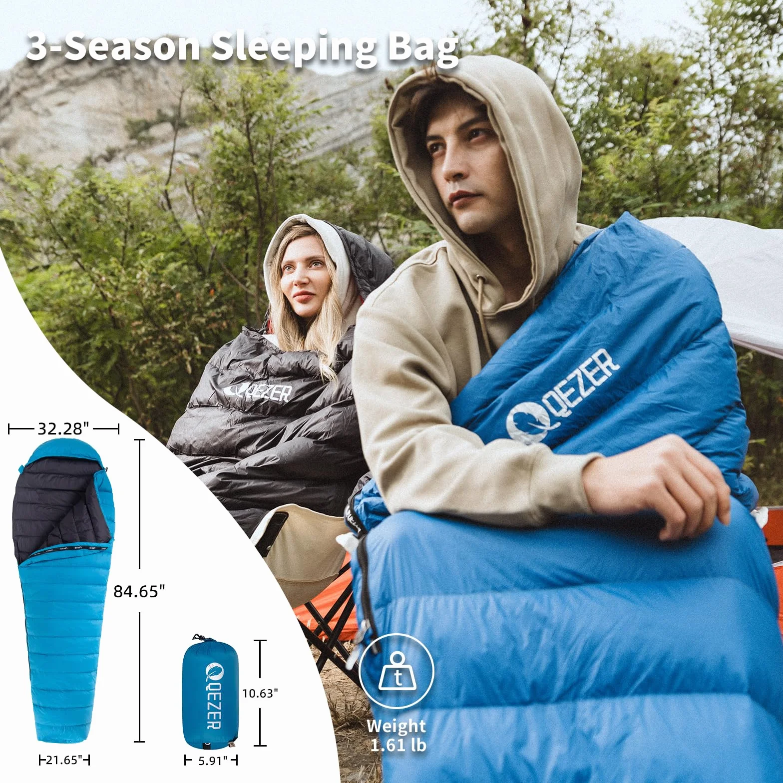 Ultralight Down Sleeping Bag for Adults, 600 Fill Power Backpacking | Warm And Cold Weather, 600 Fill Power Down, Compact Carry, Hiking Camping Backpacking