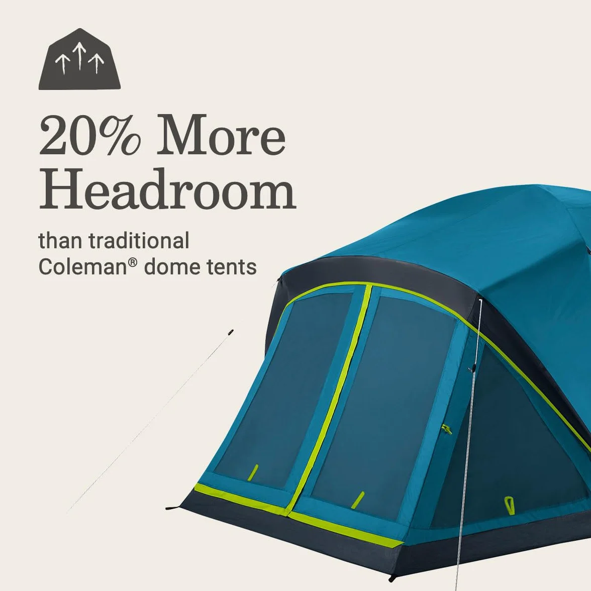 Skydome Dark Room Camping Tent with Screen Porch & 5-Minute Setup, Weatherproof Tent Blocks 90% of Sunlight, Rainfly & Carry Bag Included, Made of PFAS-Free Materials