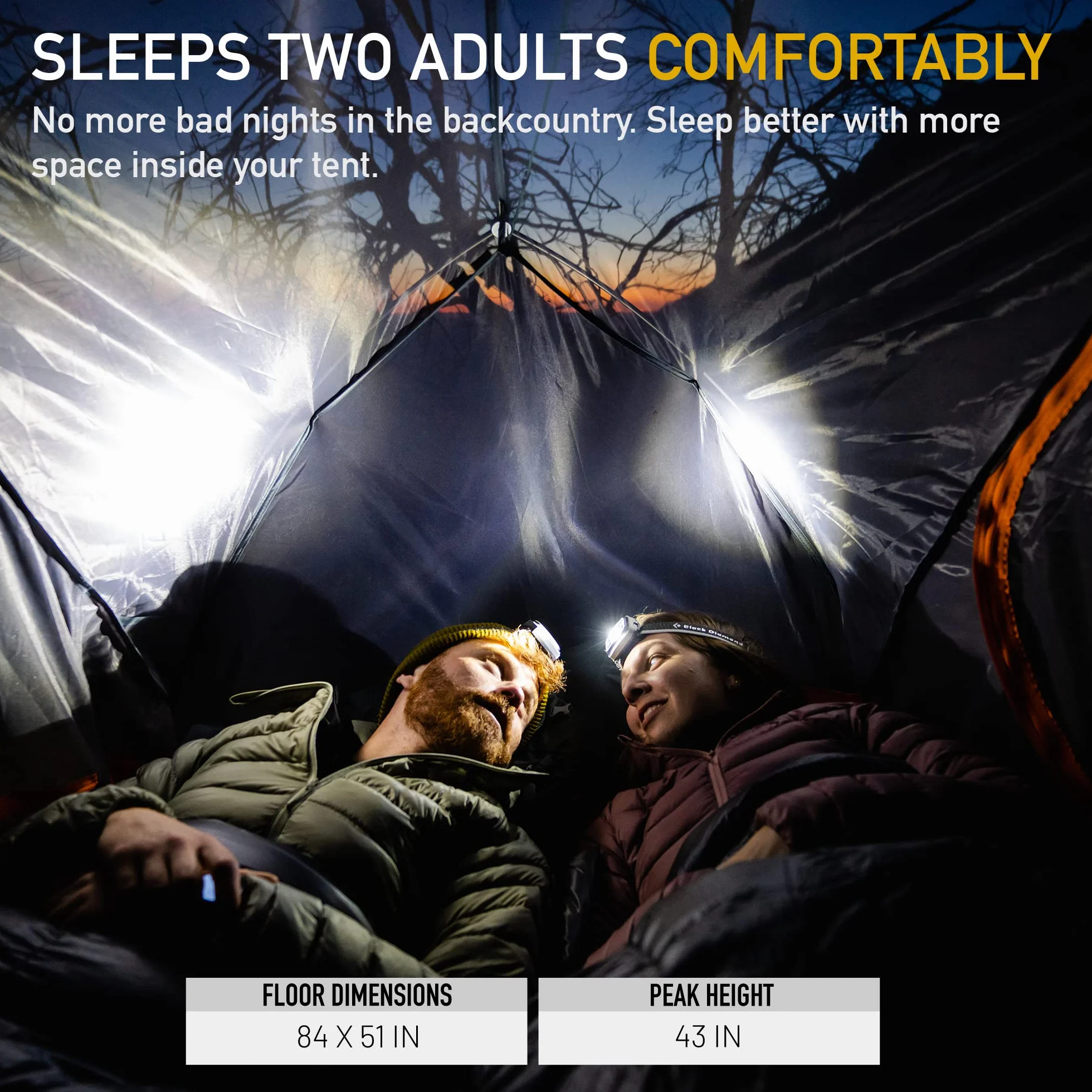 Backpacking Tents for Camping & Hiking 1-2 Person | Lightweight, Waterproof, 3-Season, Compact, Dual-Layer - Includes Footprint, Stakes, Repair Splint, & Mesh Gear Loft