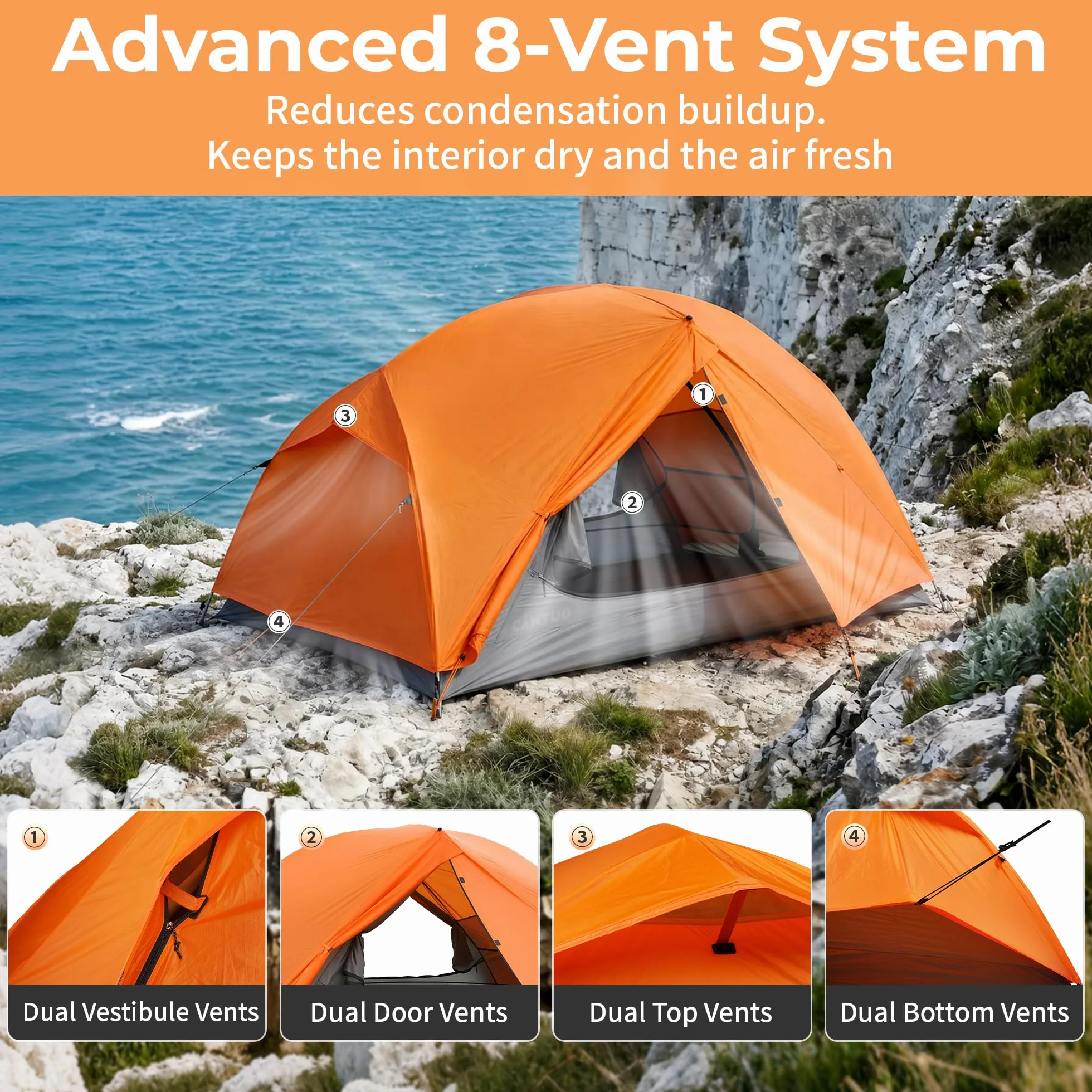 2/3 Person Tent Backpacking Tent with Footprint Ultralight 20D Nylon 4000mm Waterproof & Windproof Two Person Tent