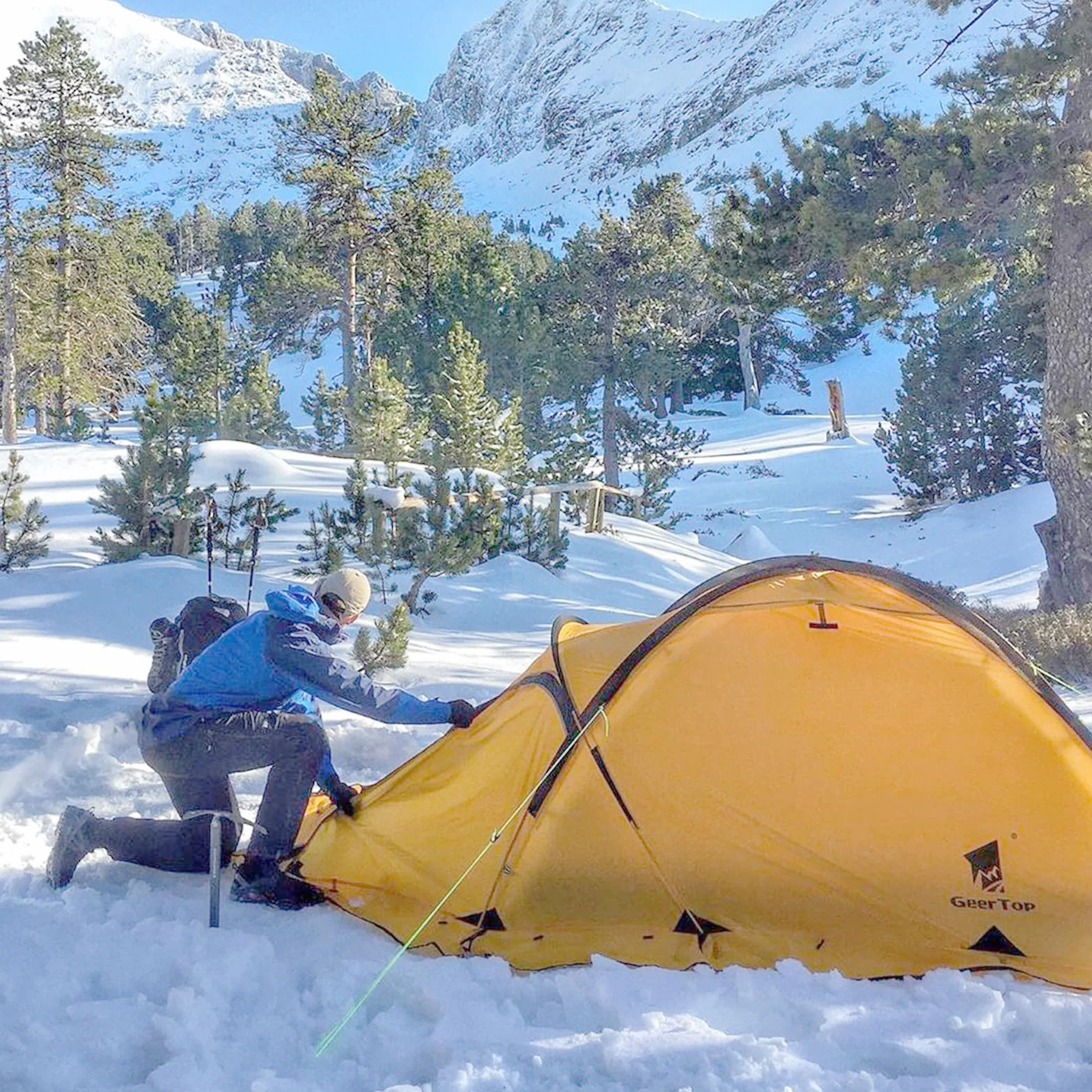 Waterproof 2 Person 4 Season Freestanding Backpacking Tent | Alpine-Ready Shelter, Fly-First Pitch, Double-Wall Design, 20D Ripstop Nylon, Gear Vestibule, Snow Skirt, Aluminum Frame