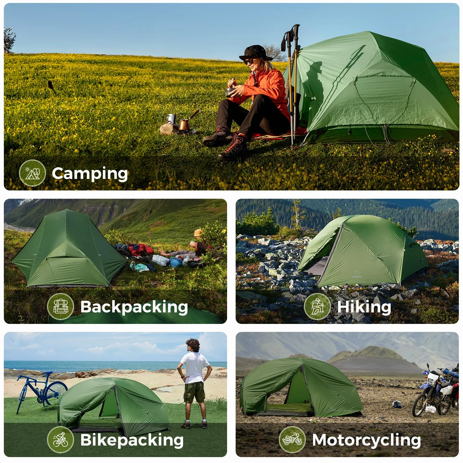 Voyage 1-2 Backpacking Tent, Ultralight 20D SilNylon 4 Season Camping Tent, 4000mm Waterproof Freestanding Tent with Expandable Vestibule for Hiking, Bikepacking & Mountaineering