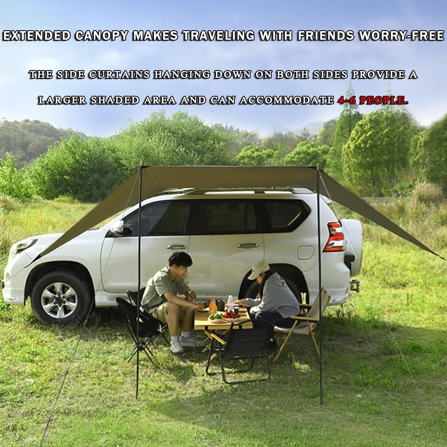 Car Awning Camping Tent for Nemo Multispace 2008–2017 | Vehicle Tailgate Shade Portable Outdoor Travel Shelter Trunk Canopy Attachment