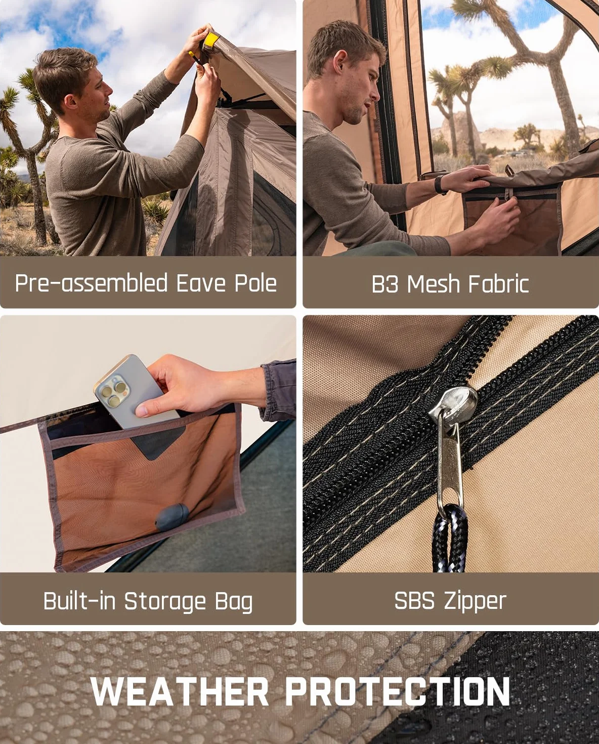 Alpha C4 Ultra Camping Tent 4 Person Pop Up Instant Cabin Setup in 60 Seconds Portable Hub Tent with Rainfly & Windproof for Outdoor Camping & Overlanding
