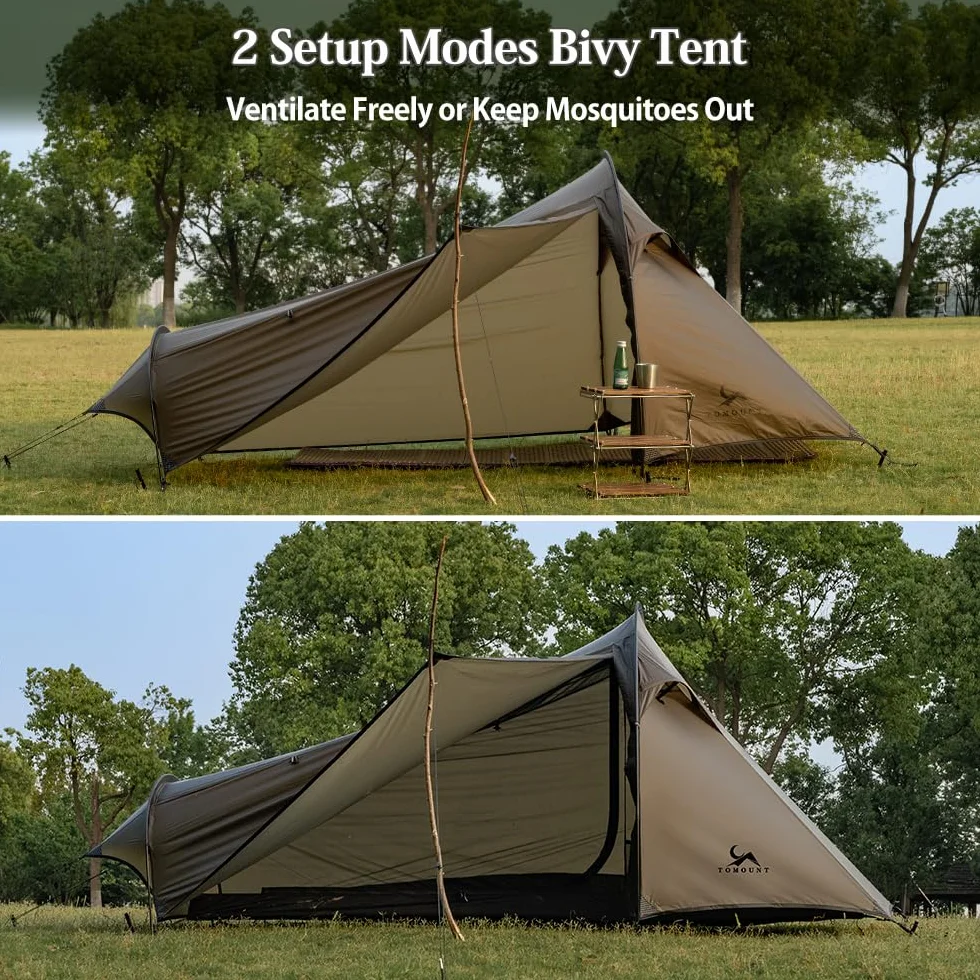 15D Nylon Ultralight Bivy Tent, Waterproof 1 Person Camping Tent, Single Man Backpacking Tent for Survival Bicycle Motorcycle Hiking