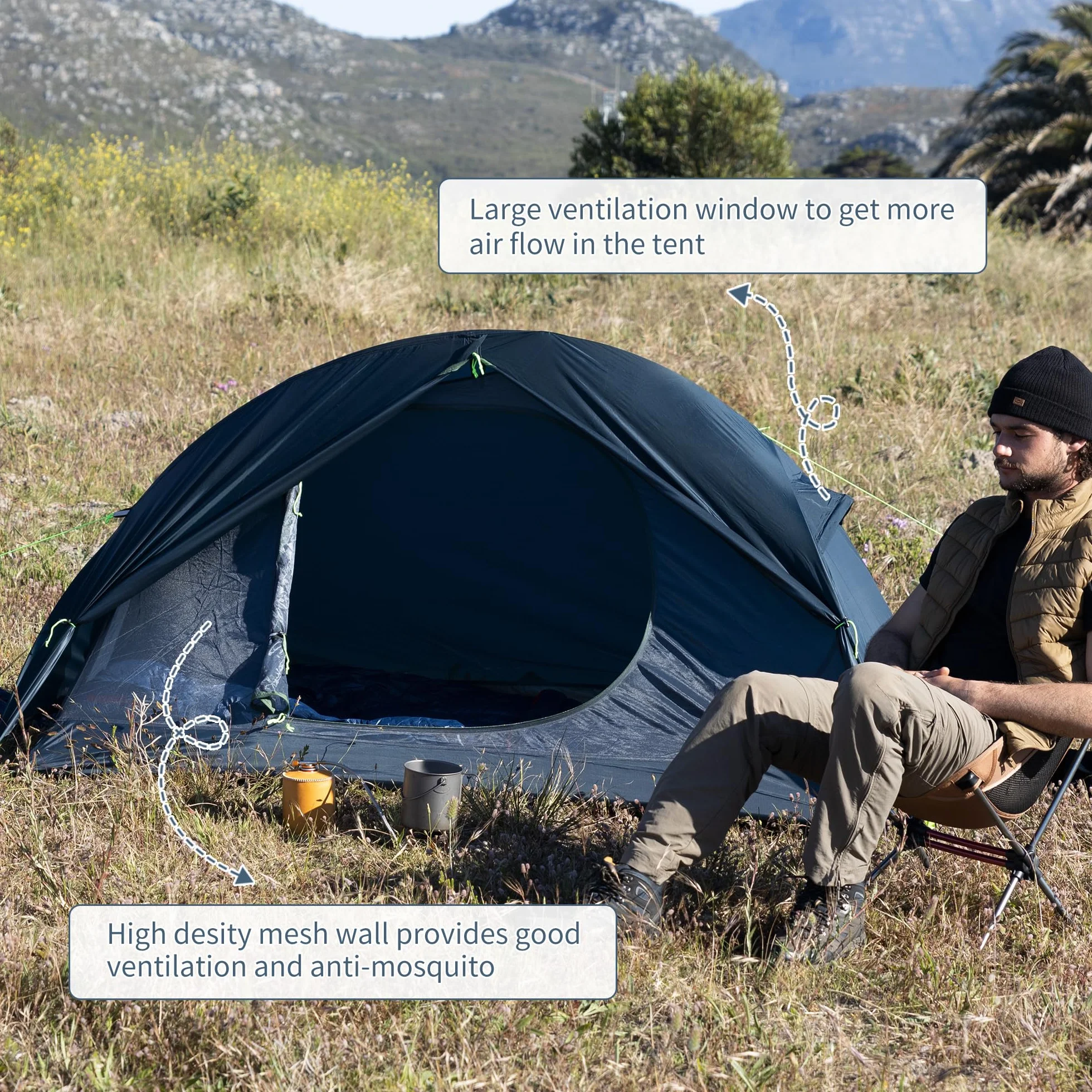 Backpacking Tent for 1 Person Camping Hiking Lightweight Waterproof one Person Tent with Footprint