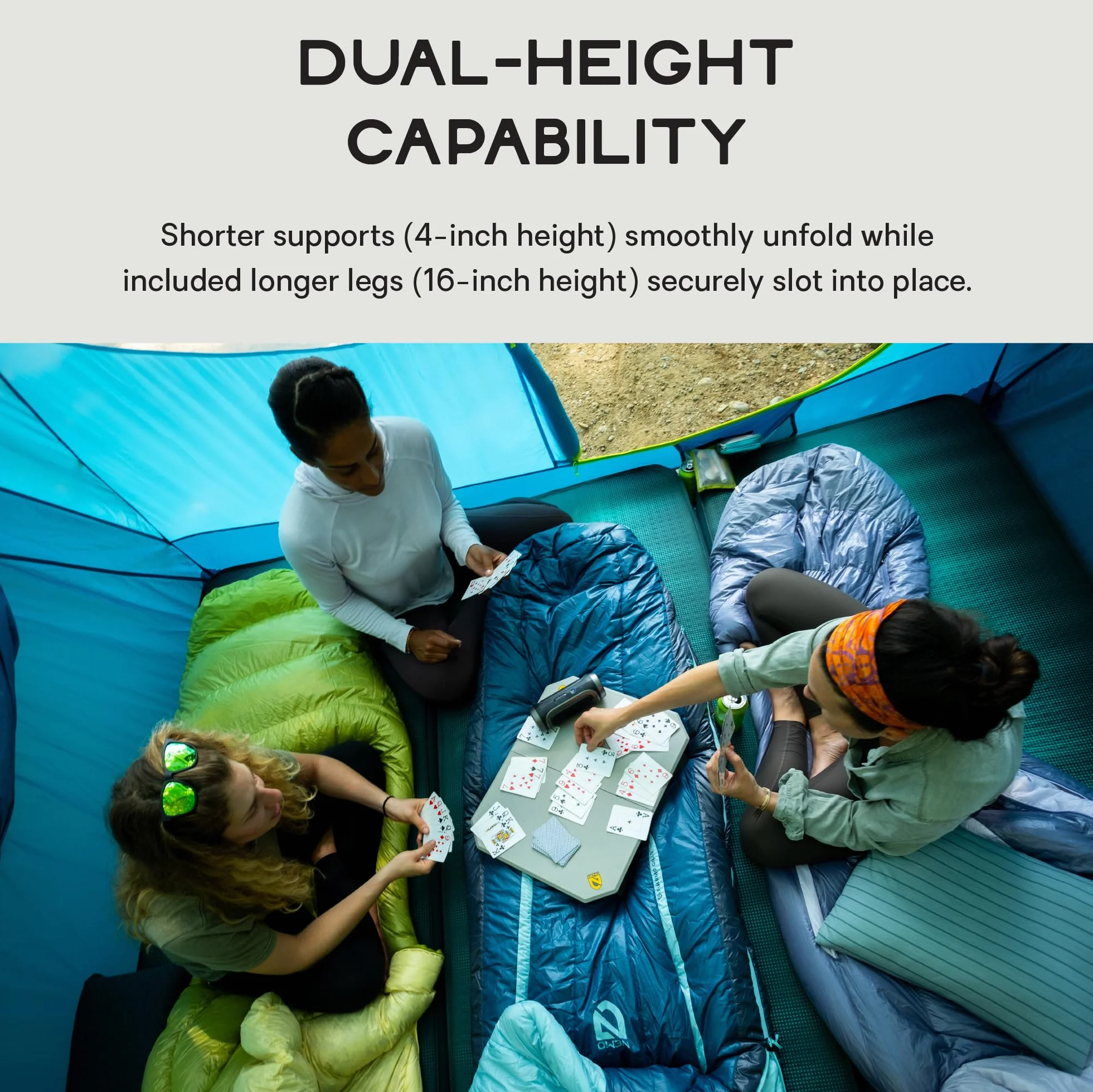 Moonlander Dual-Height Camp Table - Fog | Low, Side Table, Picnic, Packable, Durable, Camping, Backyard
