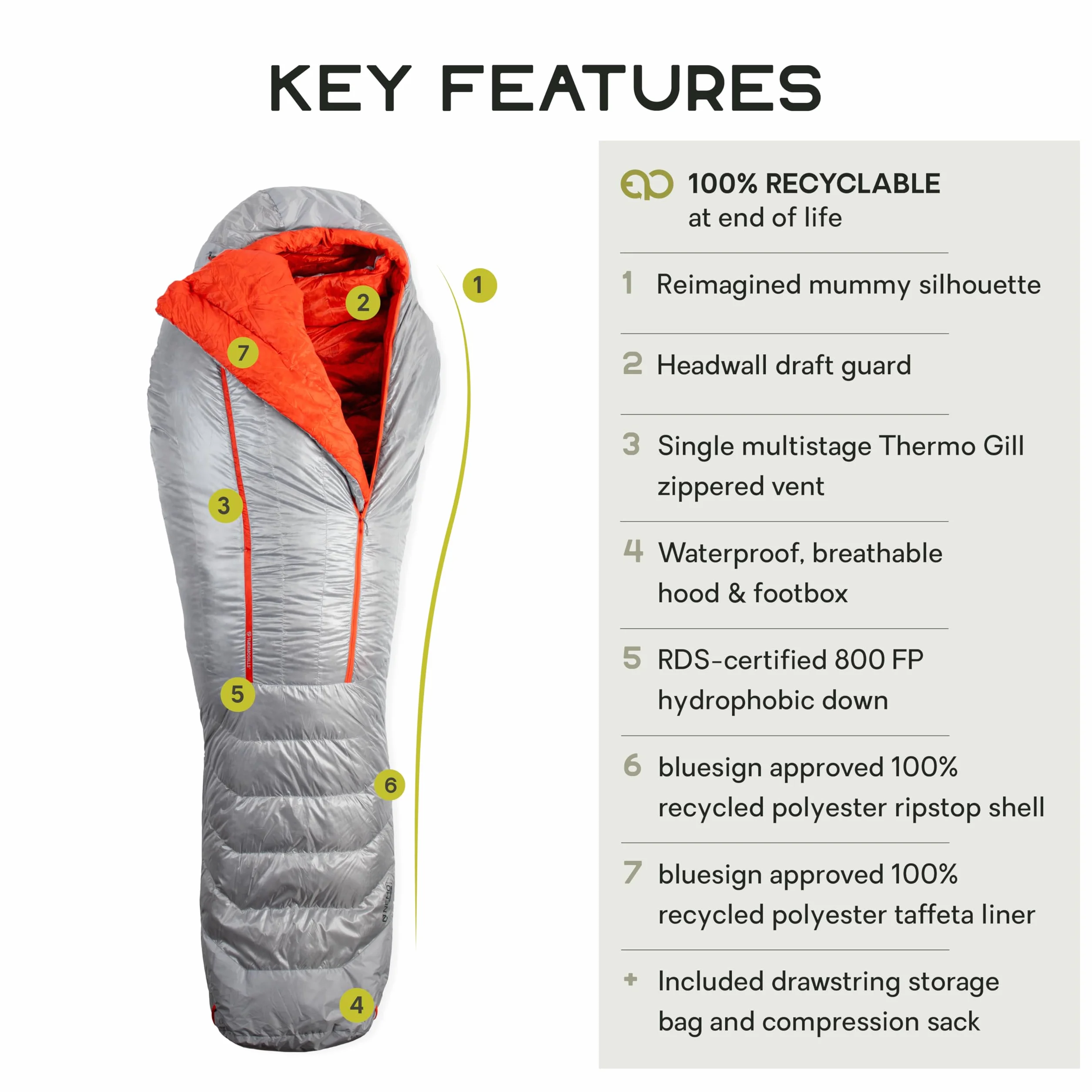 Coda Down Mummy Sleeping Bag | Unisex, Endless Promise, Fully Recyclable, Cold Weather