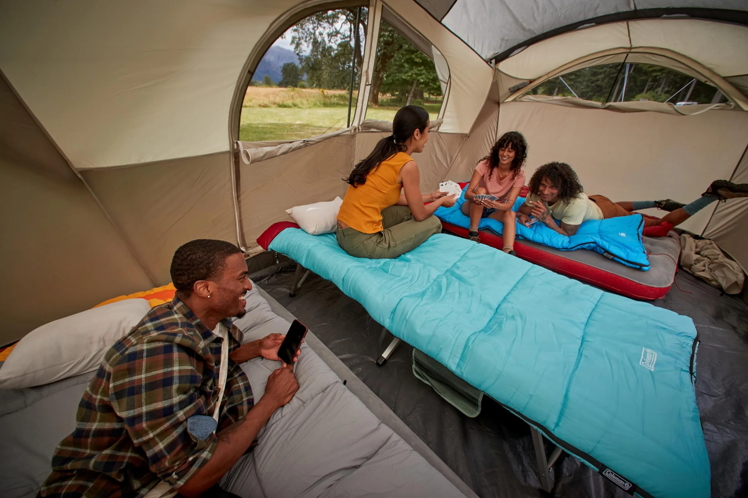WeatherMaster Camping Tent with Rainfly & Room Divider, Spacious Weatherproof Family Tent with Carry Bag