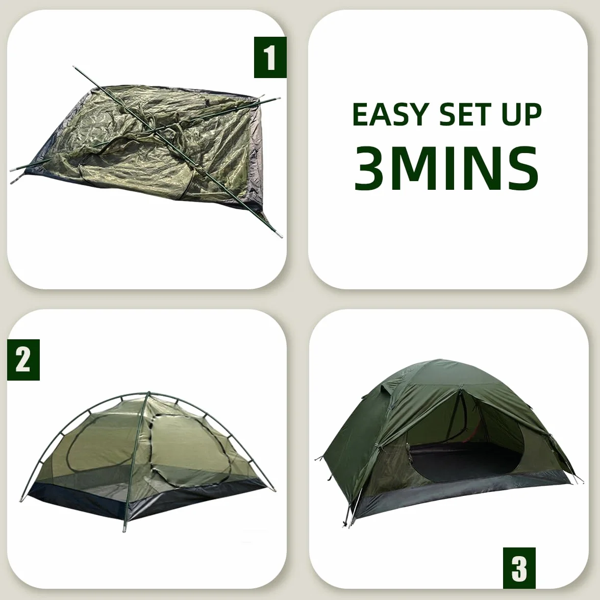 Backpacking Tent 2/3/4 Person - Ultralight Dome Portable Tents for Camping Easy Set Up, Outdoor Hiking Waterproof Camp Instant Tent Two Doors Double Layer