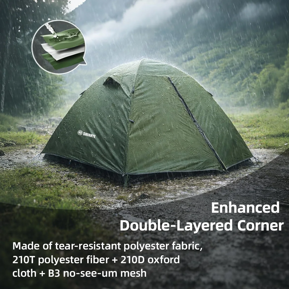 Backpacking Tent 2/3/4 Person - Ultralight Dome Portable Tents for Camping Easy Set Up, Outdoor Hiking Waterproof Camp Instant Tent Two Doors Double Layer