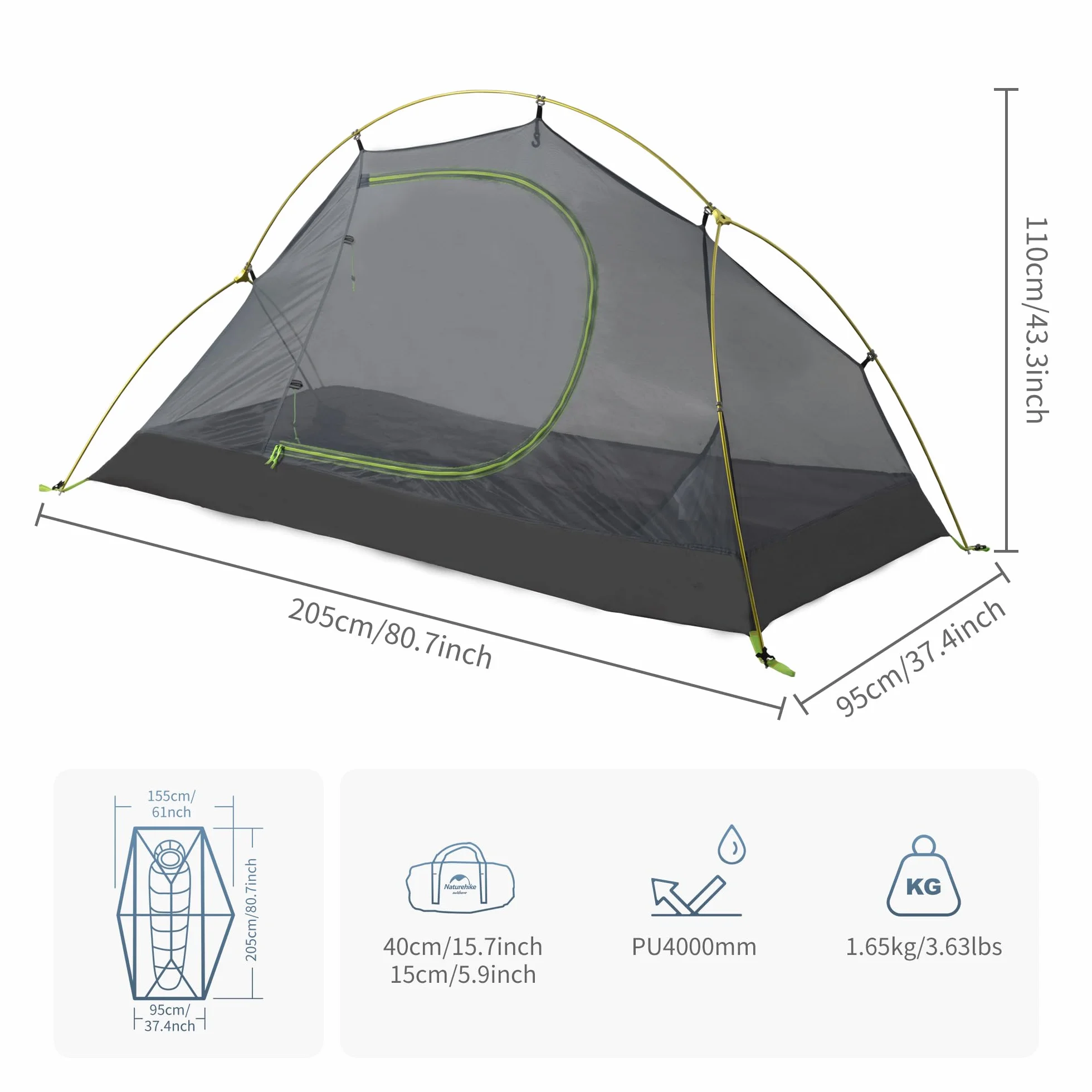 Backpacking Tent for 1 Person Camping Hiking Lightweight Waterproof one Person Tent with Footprint