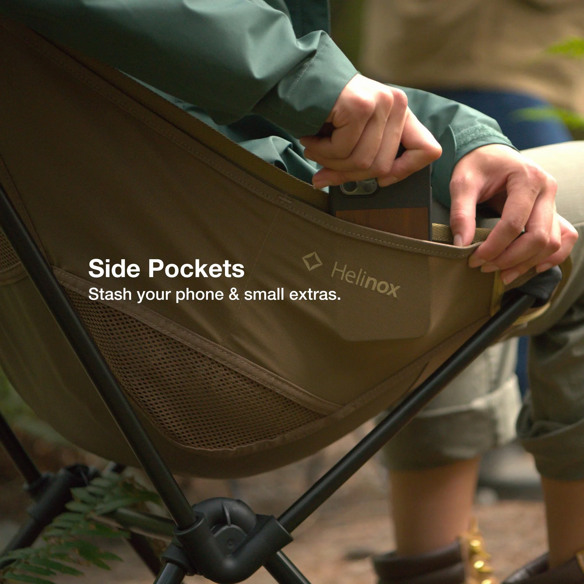 Sunset Chair Lightweight High-Back Collapsible Camping Chair Coyote tan, 3.4Ibs Outdoor Chairs, Picnic Chair, Portable Camping Chair, with Side Pockets